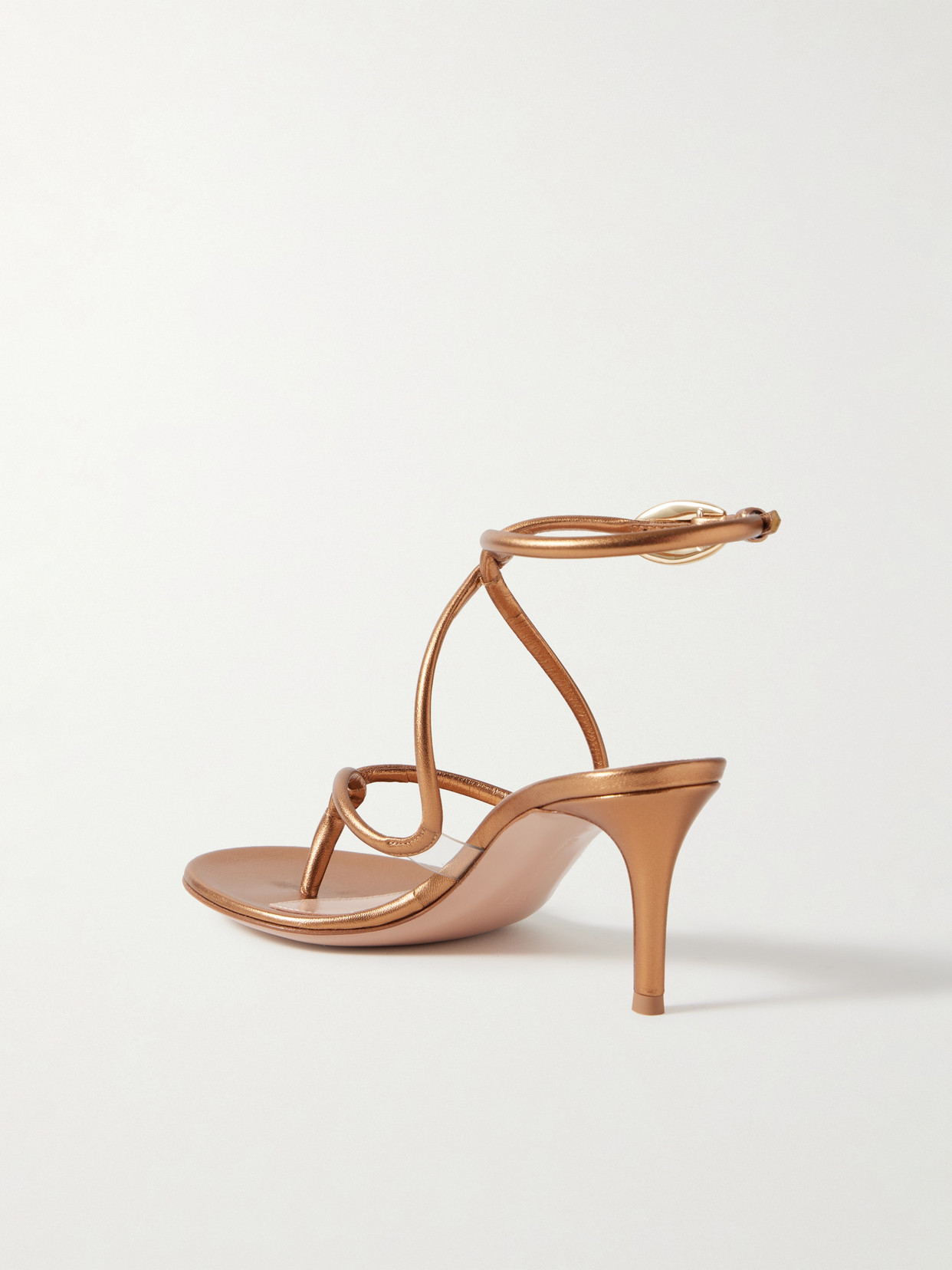 Gianvito Rossi 70 Metallic Leather Sandals In Brown