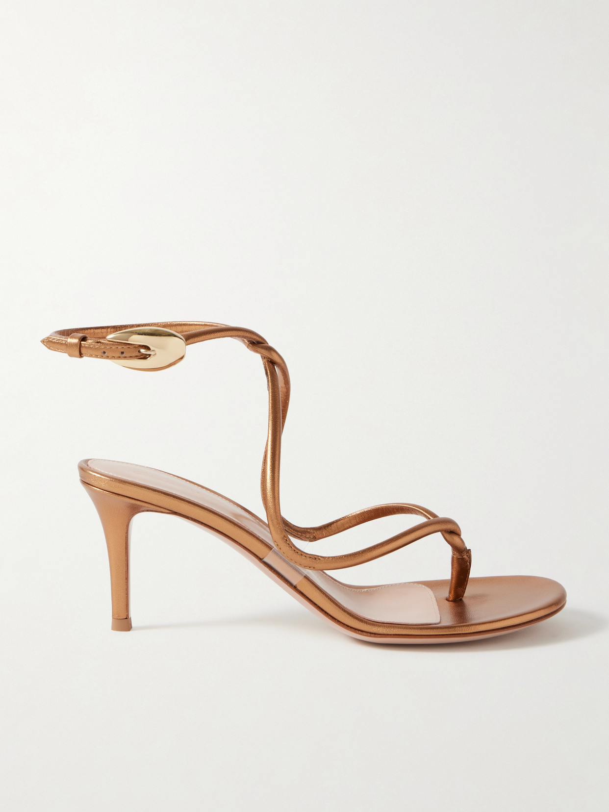 Gianvito Rossi 70 Metallic Leather Sandals In Brown