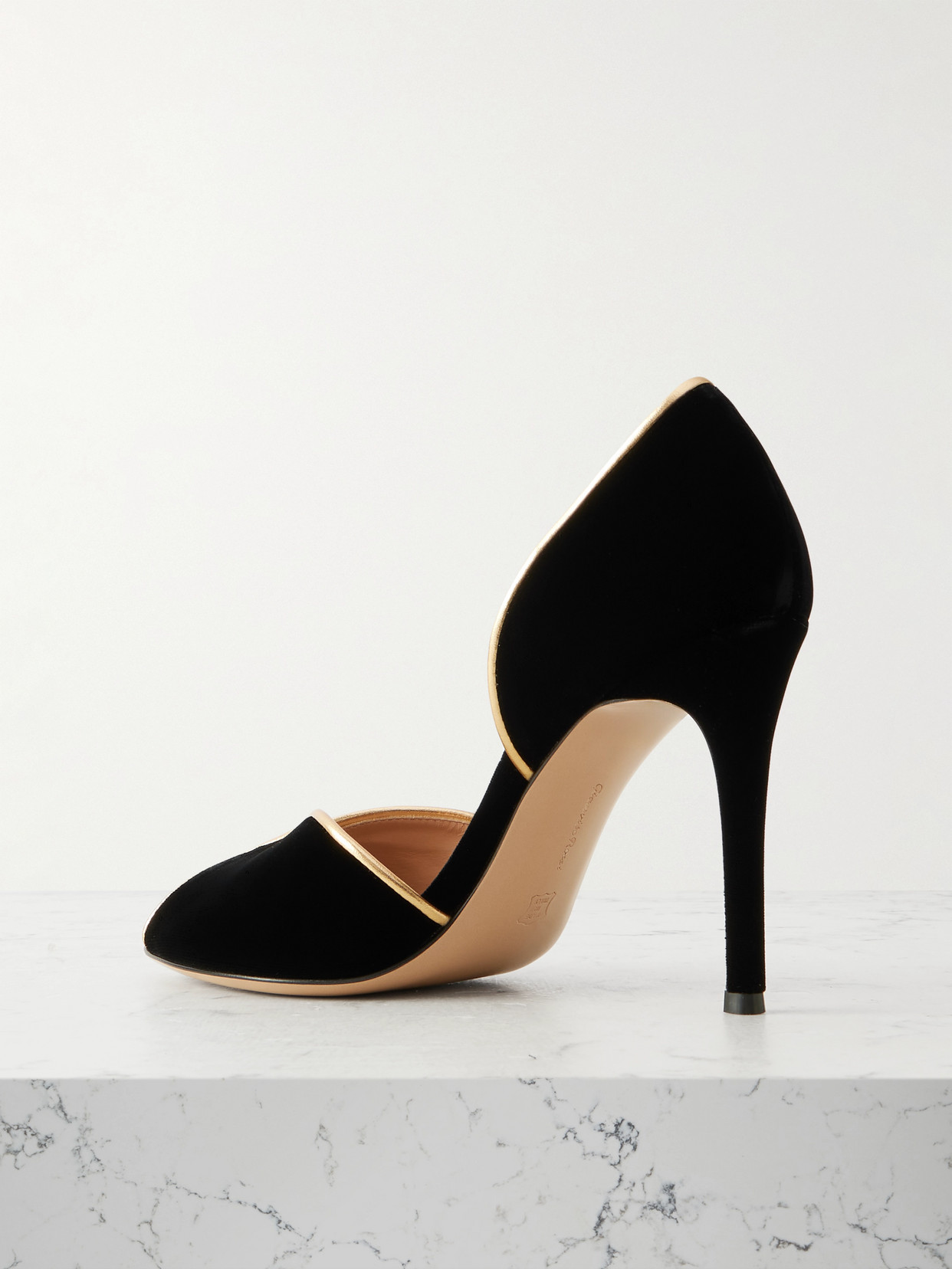 Gianvito Rossi 95 Metallic Leather-trimmed Velvet Pumps In Black
