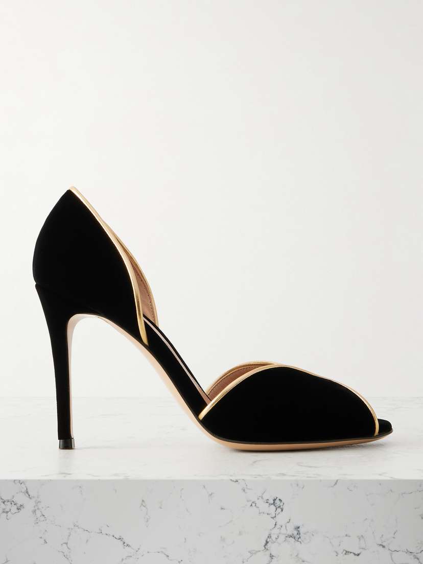 Gianvito Rossi 95 Metallic Leather-trimmed Velvet Pumps