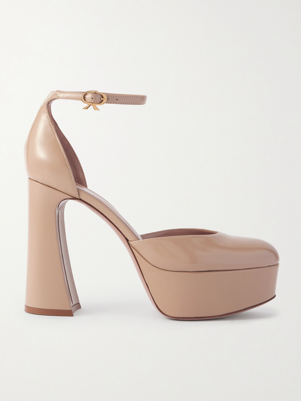 Gianvito Rossi Hilary 70 Patent-leather Platform Pumps In Neutral