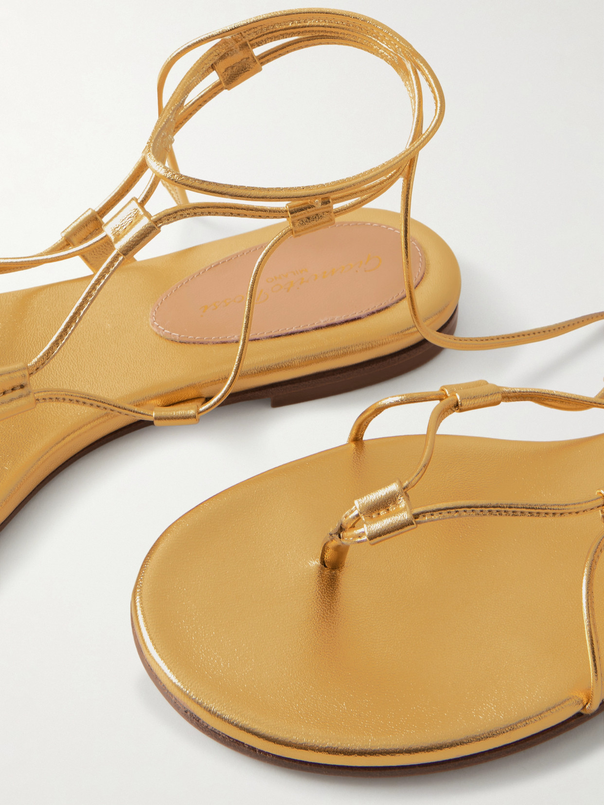 Gianvito Rossi Metallic Leather Sandals In Gold