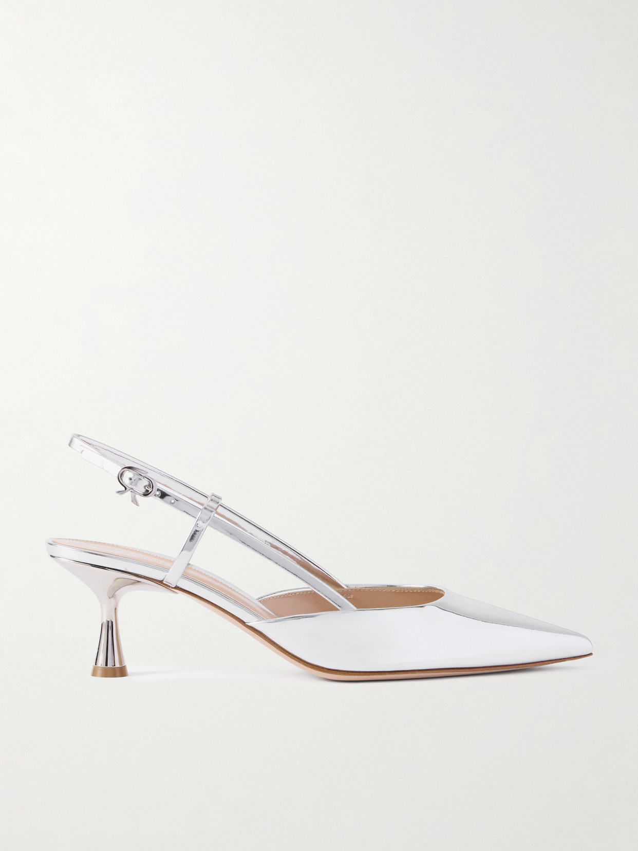 Gianvito Rossi Ascent 55 Mirrored Leather Slingback Pumps In Silver