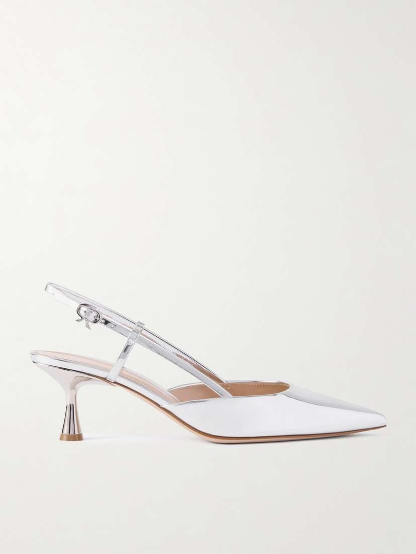 Gianvito Rossi Ascent 55 Mirrored Leather Slingback Pumps