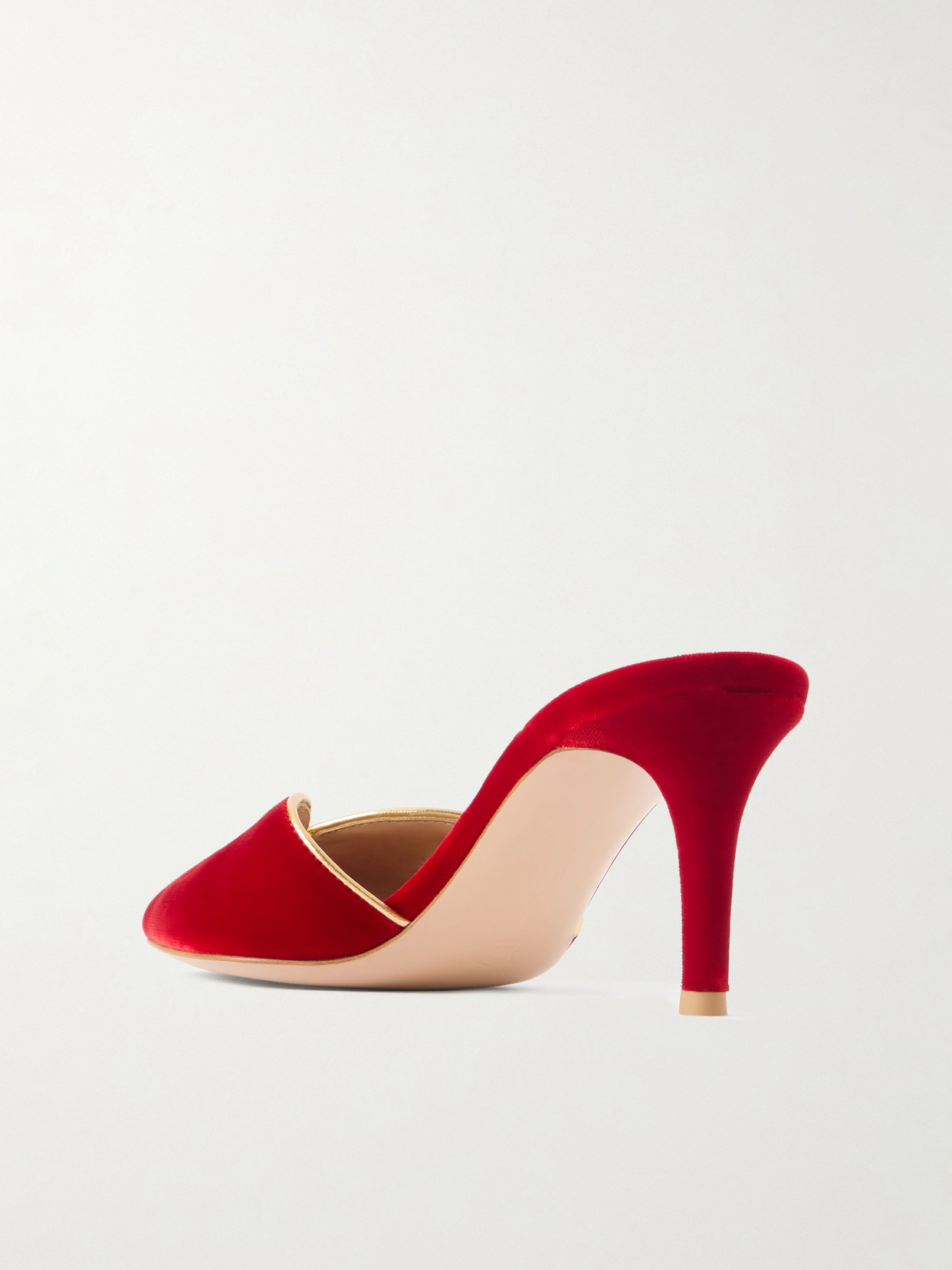 Gianvito Rossi 70 Leather-trimmed Velvet Mules In Red