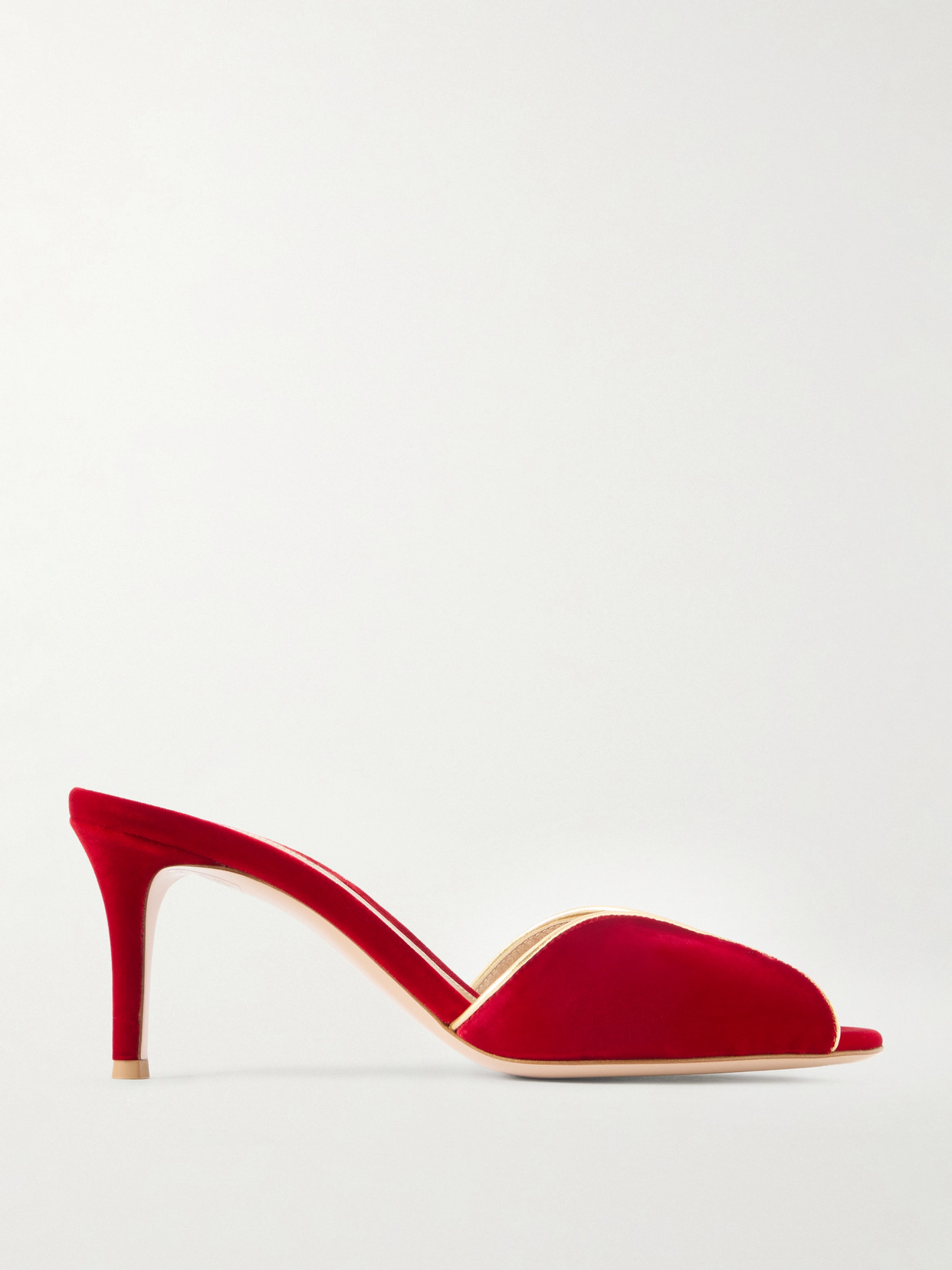 Gianvito Rossi 70 Leather-trimmed Velvet Mules In Red