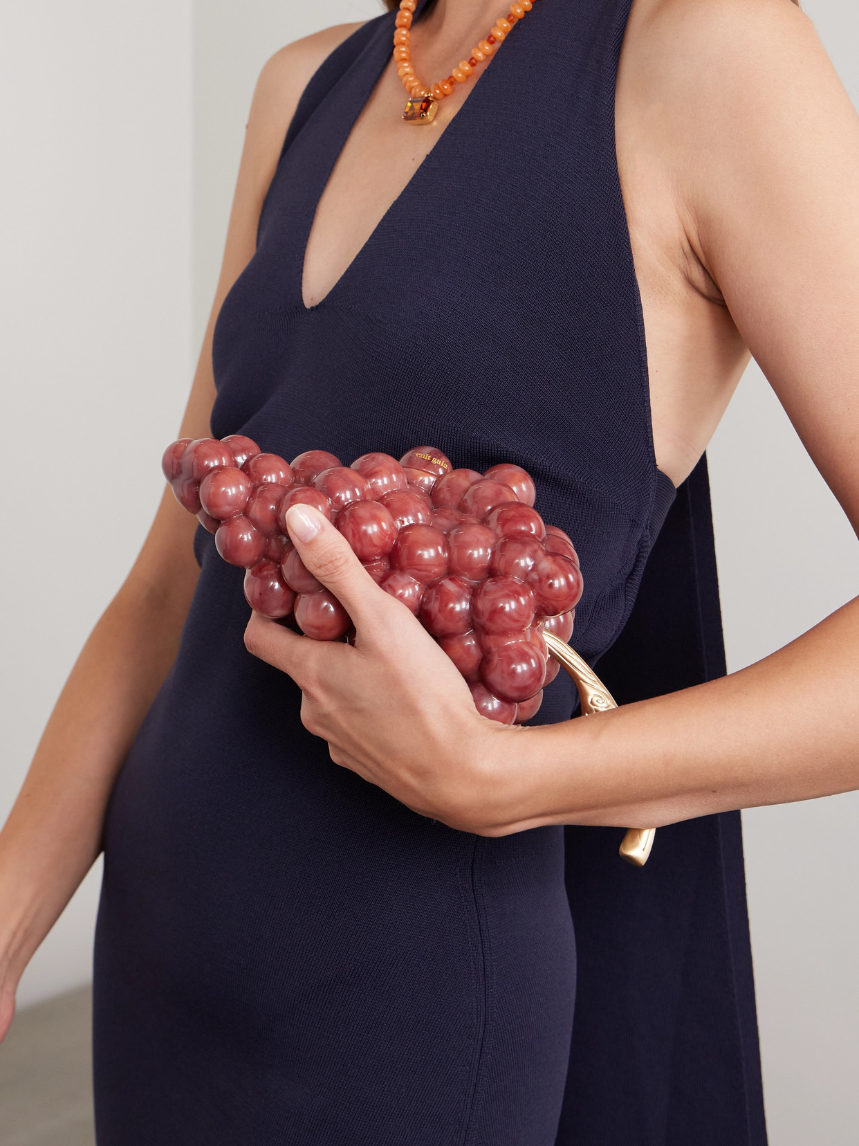 Cult Gaia Grape Resin And Gold-tone Clutch In Red