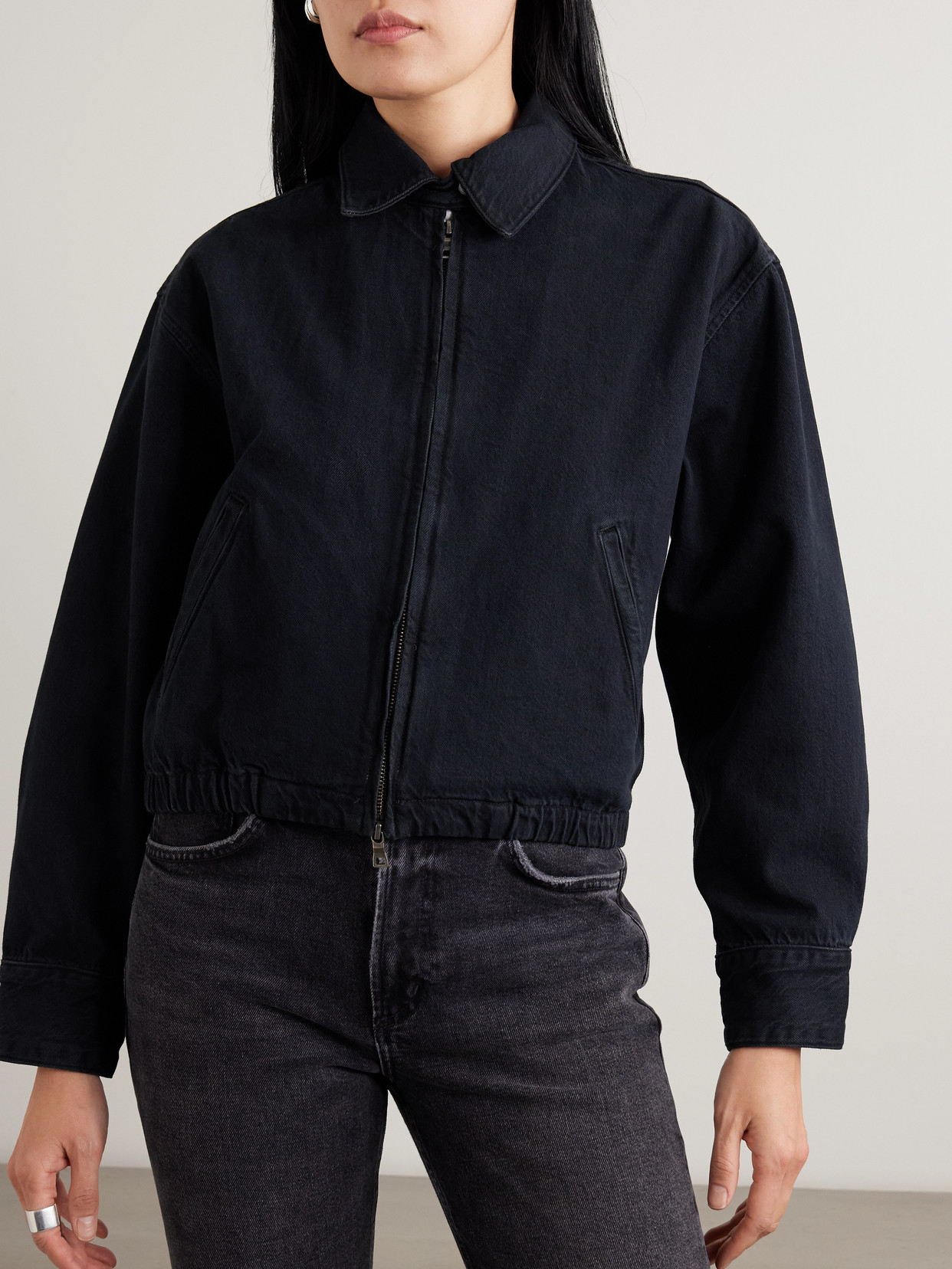 Agolde Nile Denim Bomber Jacket In Blue