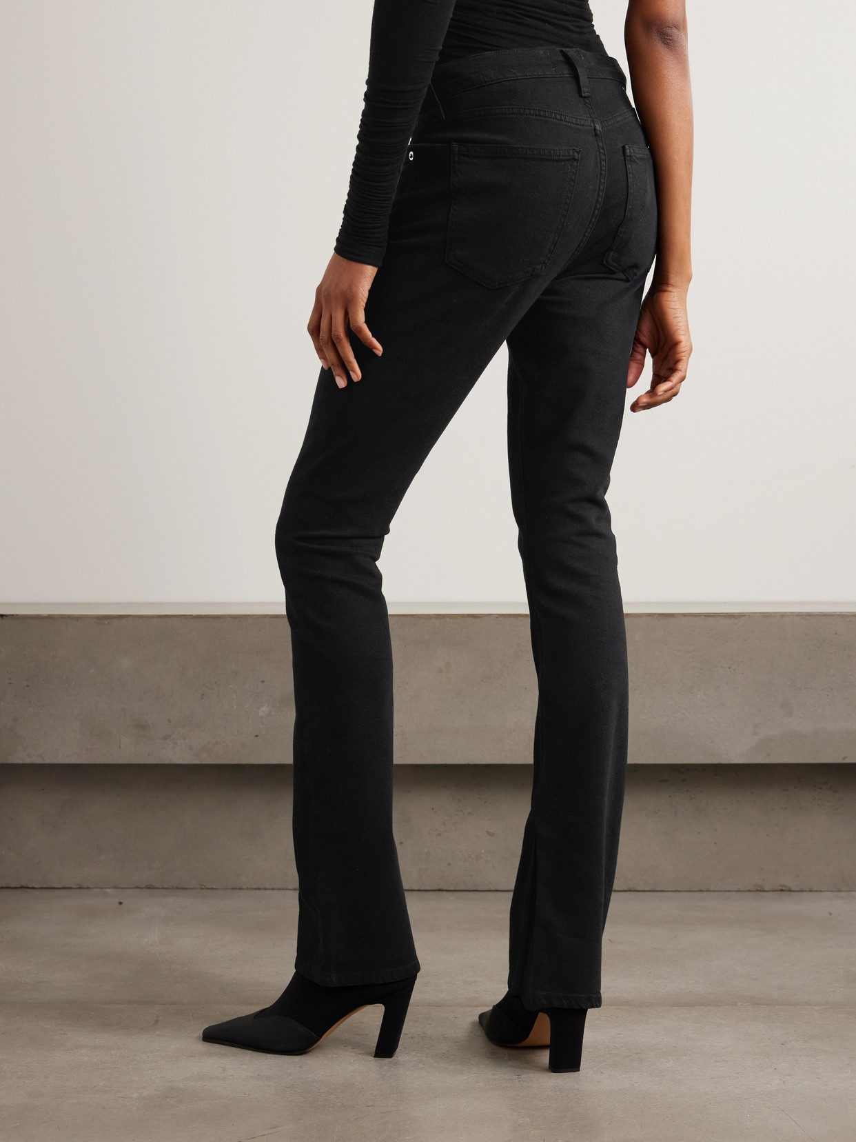 Agolde Ingram Split High-rise Flared Jeans In Black