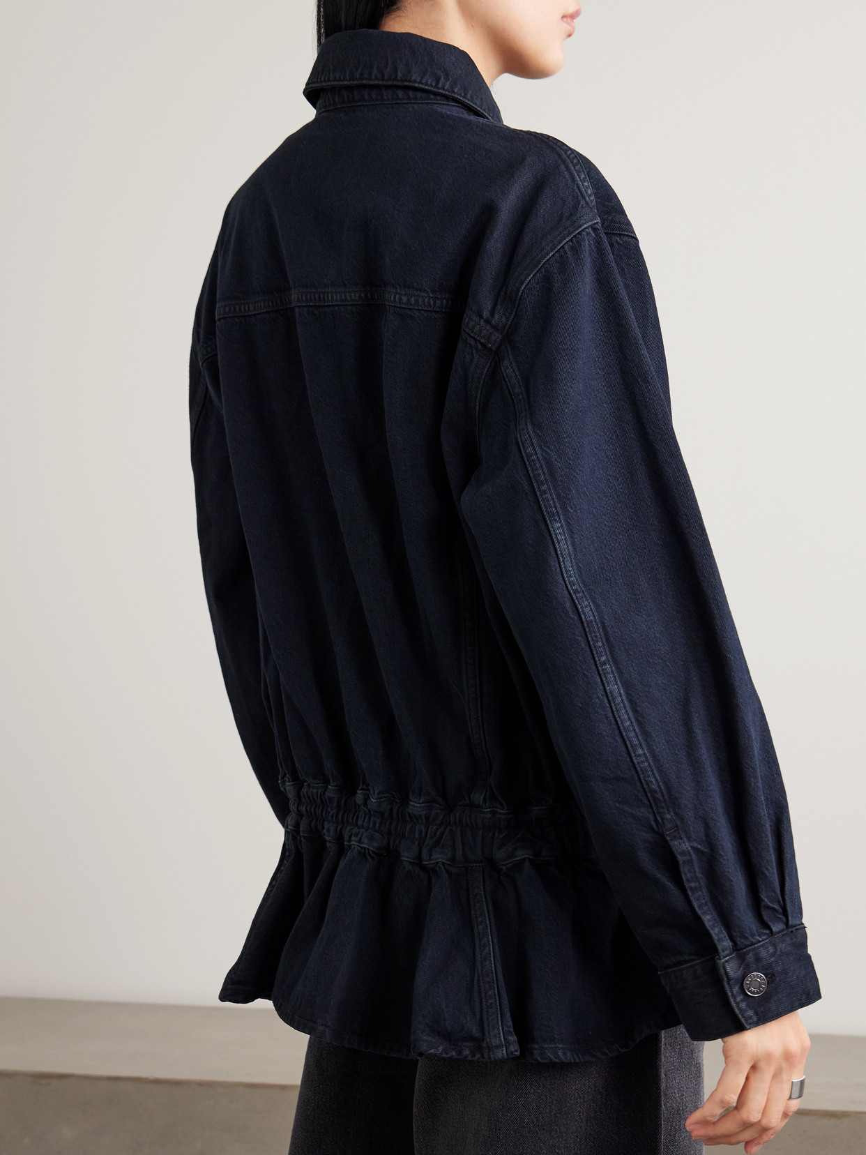 Agolde Rubik Denim Peplum Jacket In Blue