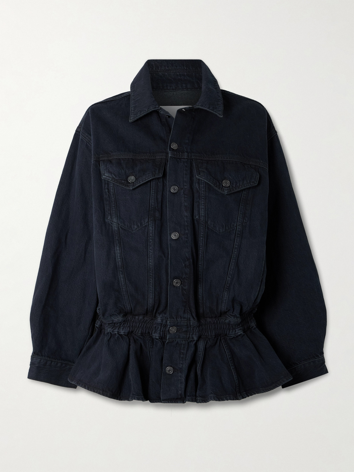 Agolde Rubik Denim Peplum Jacket In Blue