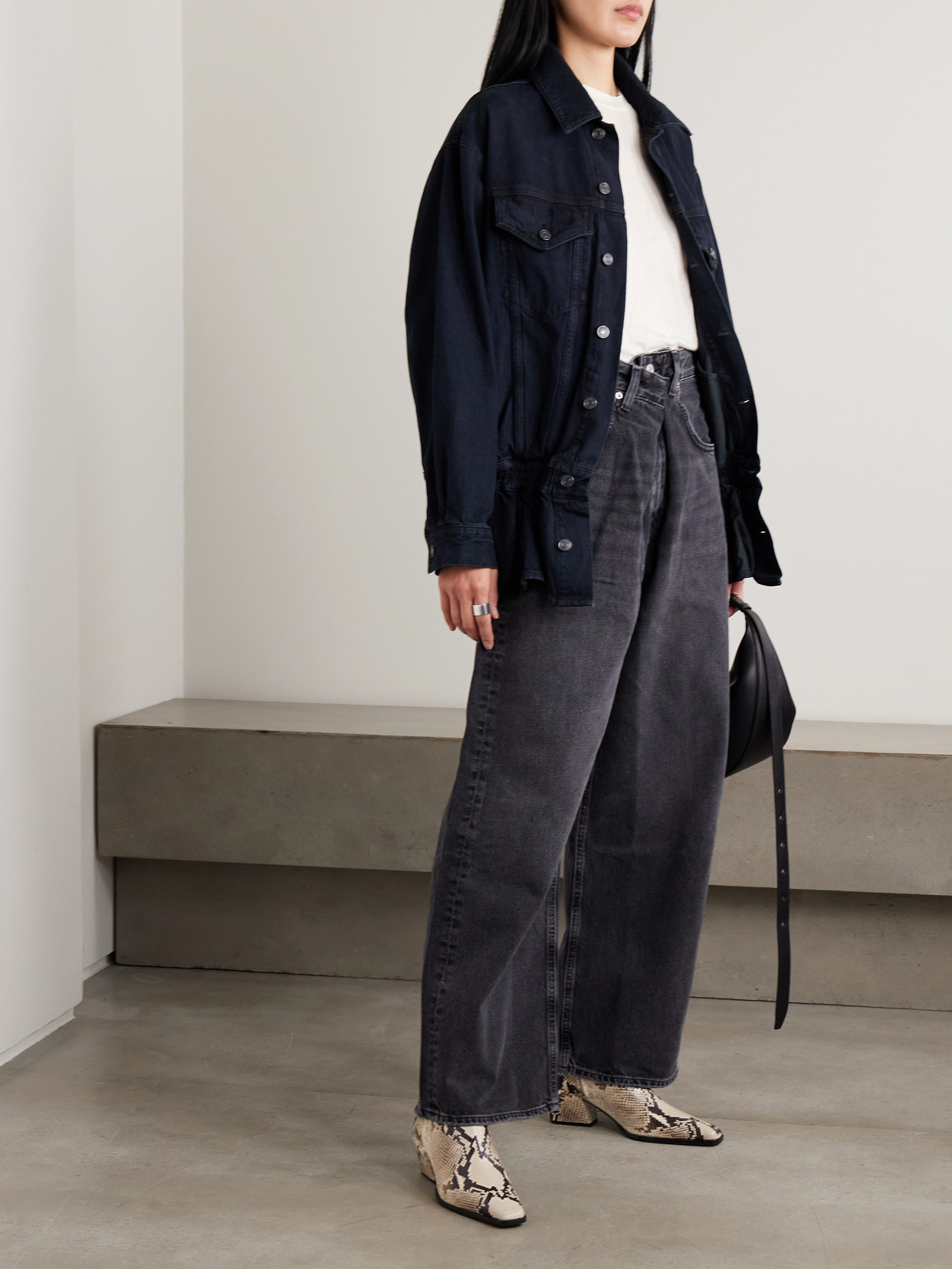 Agolde Rubik Denim Peplum Jacket In Blue