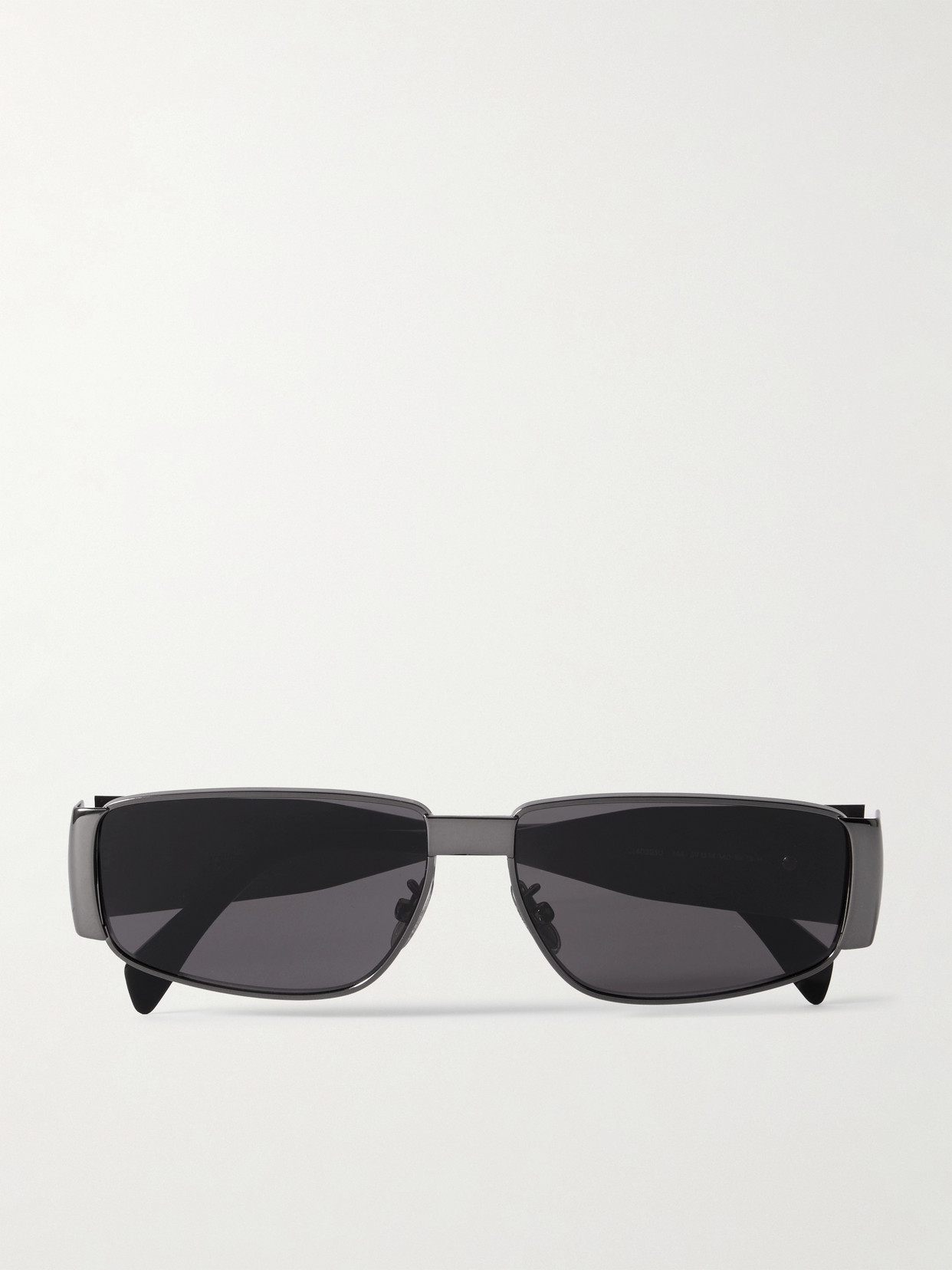 Celine Triomphe Rectangle-frame Gunmetal-tone Sunglasses In Black