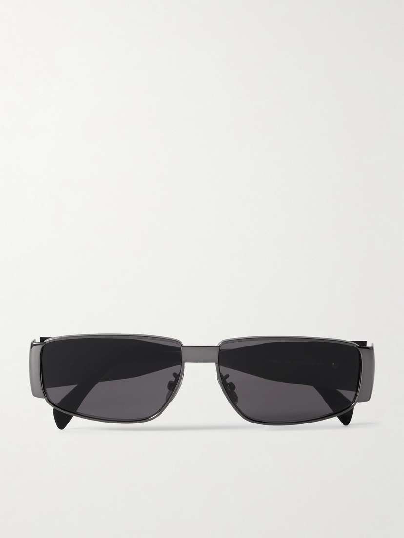 CELINE Eyewear Triomphe Rectangle-frame Gunmetal-tone Sunglasses