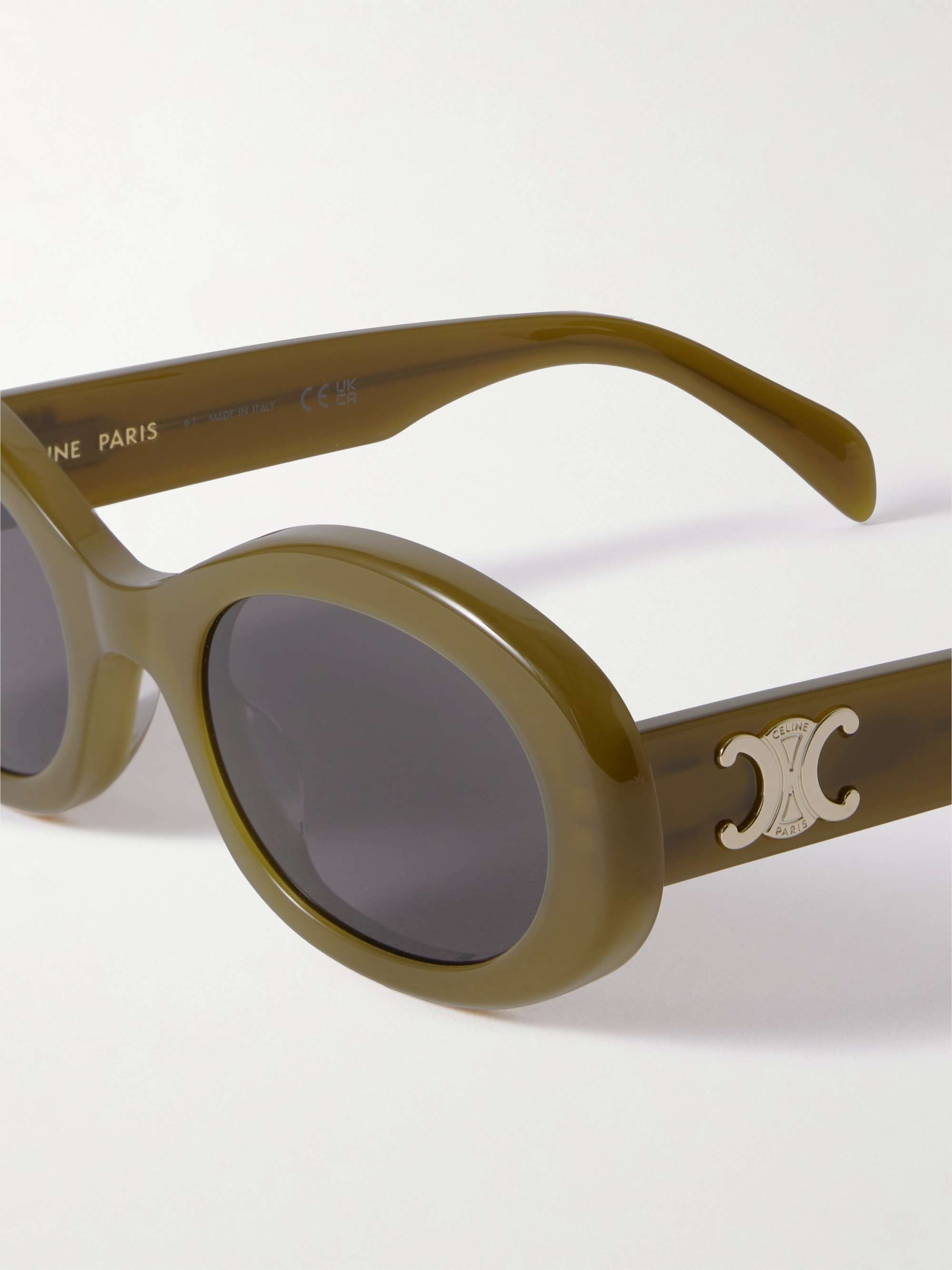 CELINE EYEWEAR Triomphe oval-frame acetate sunglasses