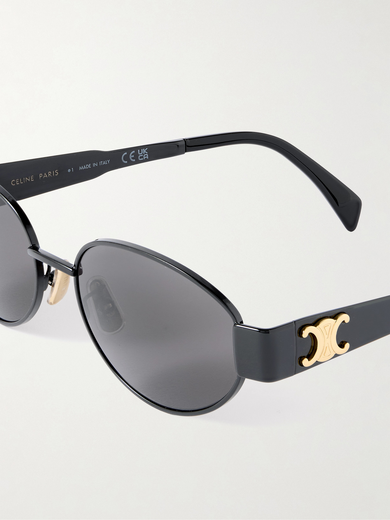 Celine Oval-frame Metal And Acetate Sunglasses In Black
