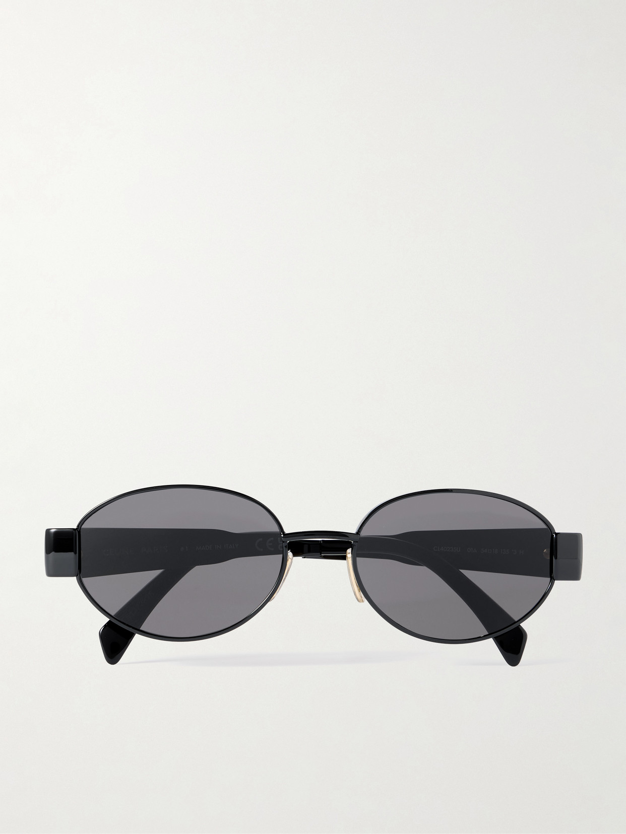 Celine Oval-frame Metal And Acetate Sunglasses In Black