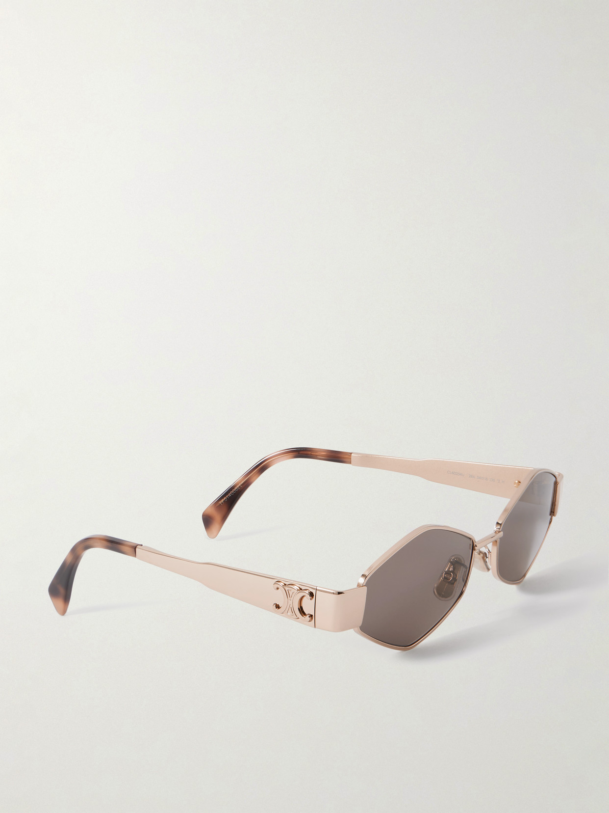 Celine Triomphe Hexagon-frame Gold-tone Sunglasses In Brown