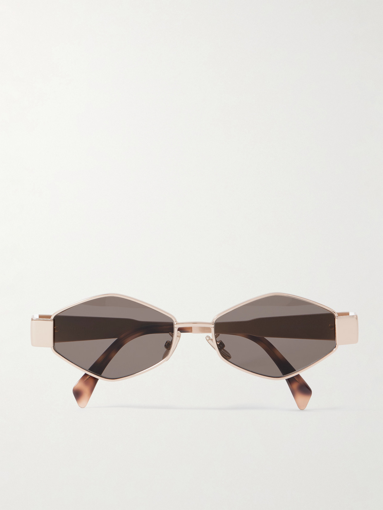 Celine Triomphe Hexagon-frame Gold-tone Sunglasses In Brown