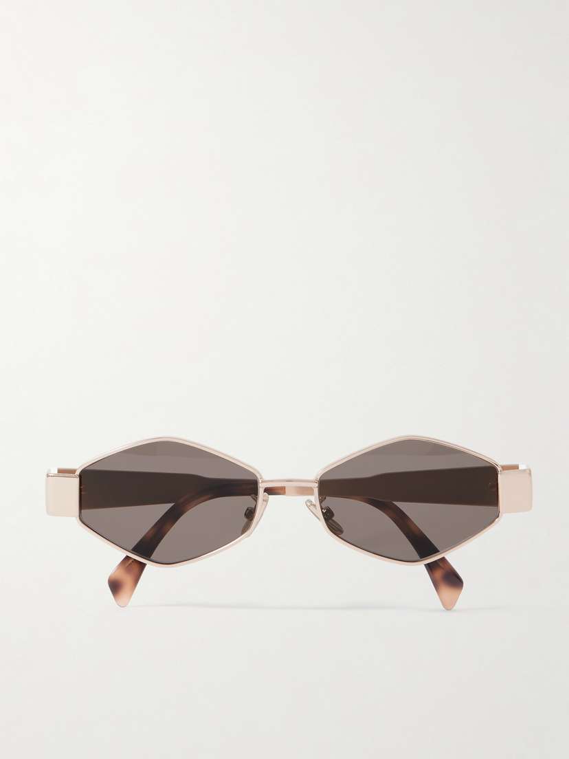 CELINE Eyewear Triomphe Hexagon-frame Gold-tone Sunglasses
