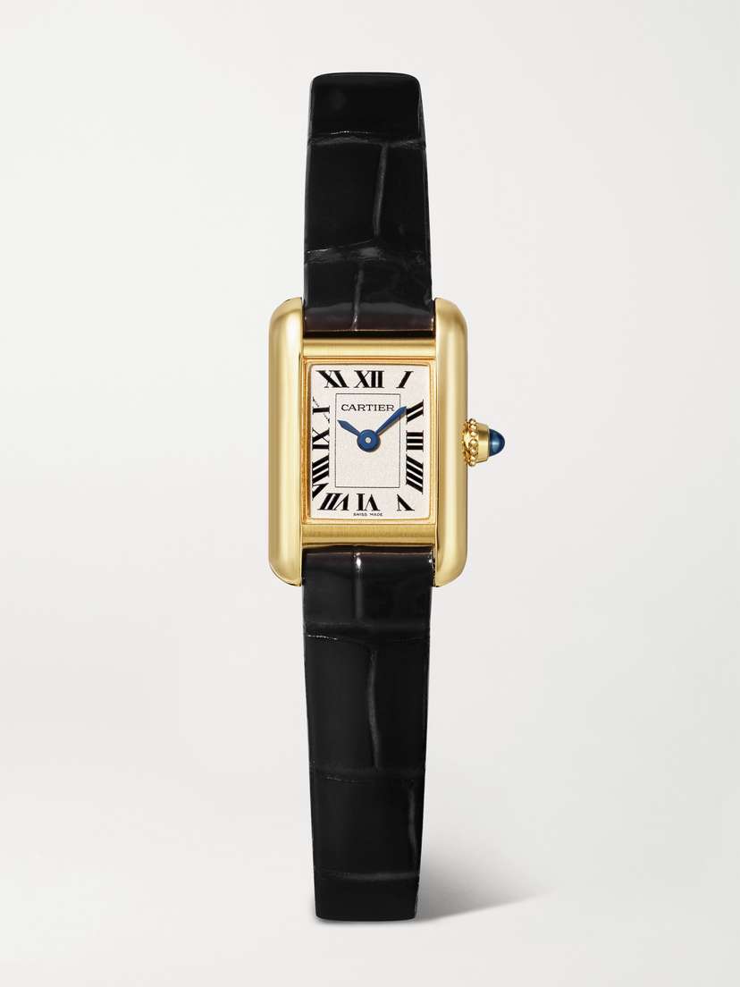 Cartier Tank Louis  16.5mm Mini 18-karat Gold And Alligator Watch - Women's Jewelry And Watches