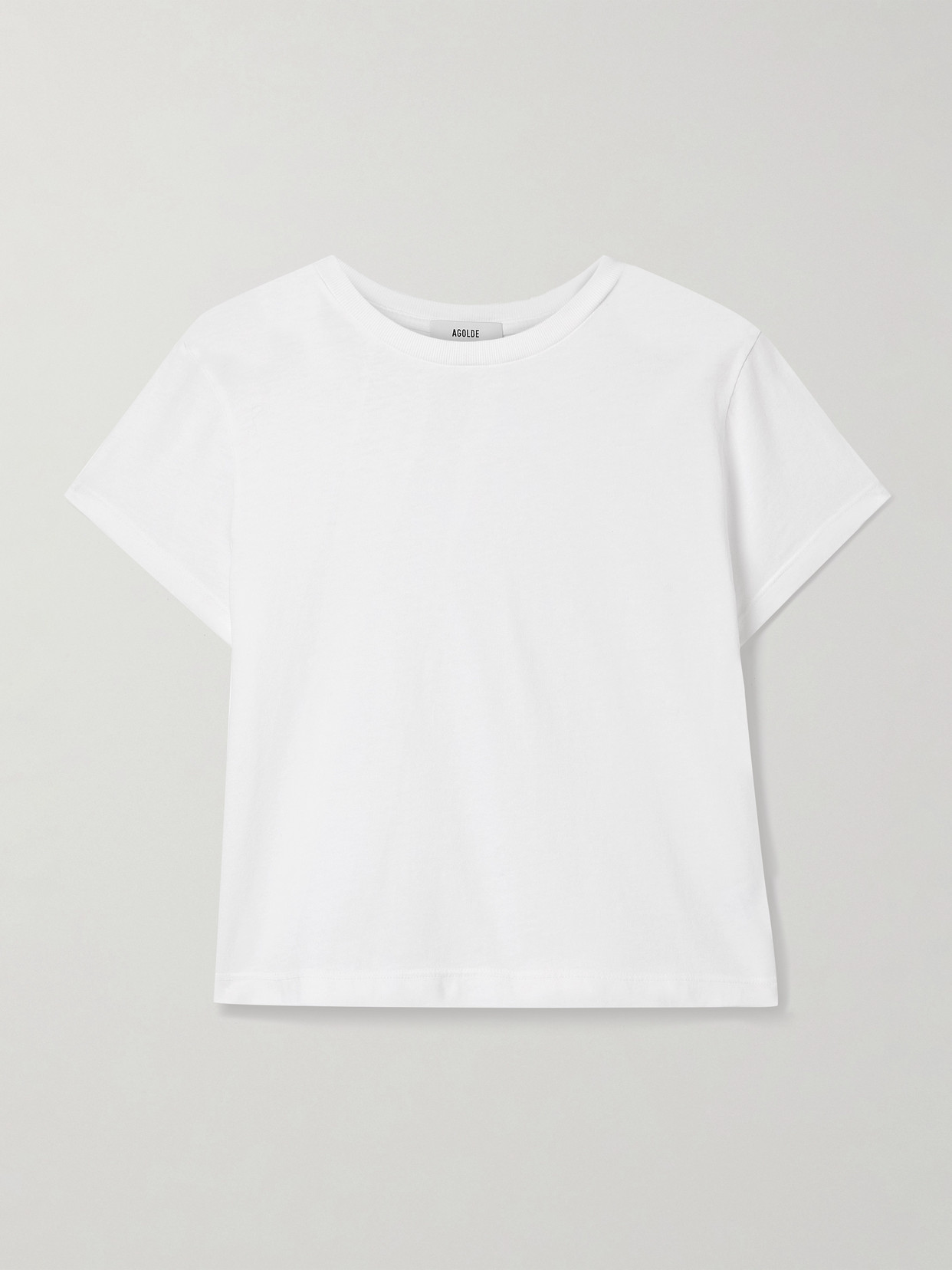 Agolde Adine Cropped Organic Cotton-jersey T-shirt In White