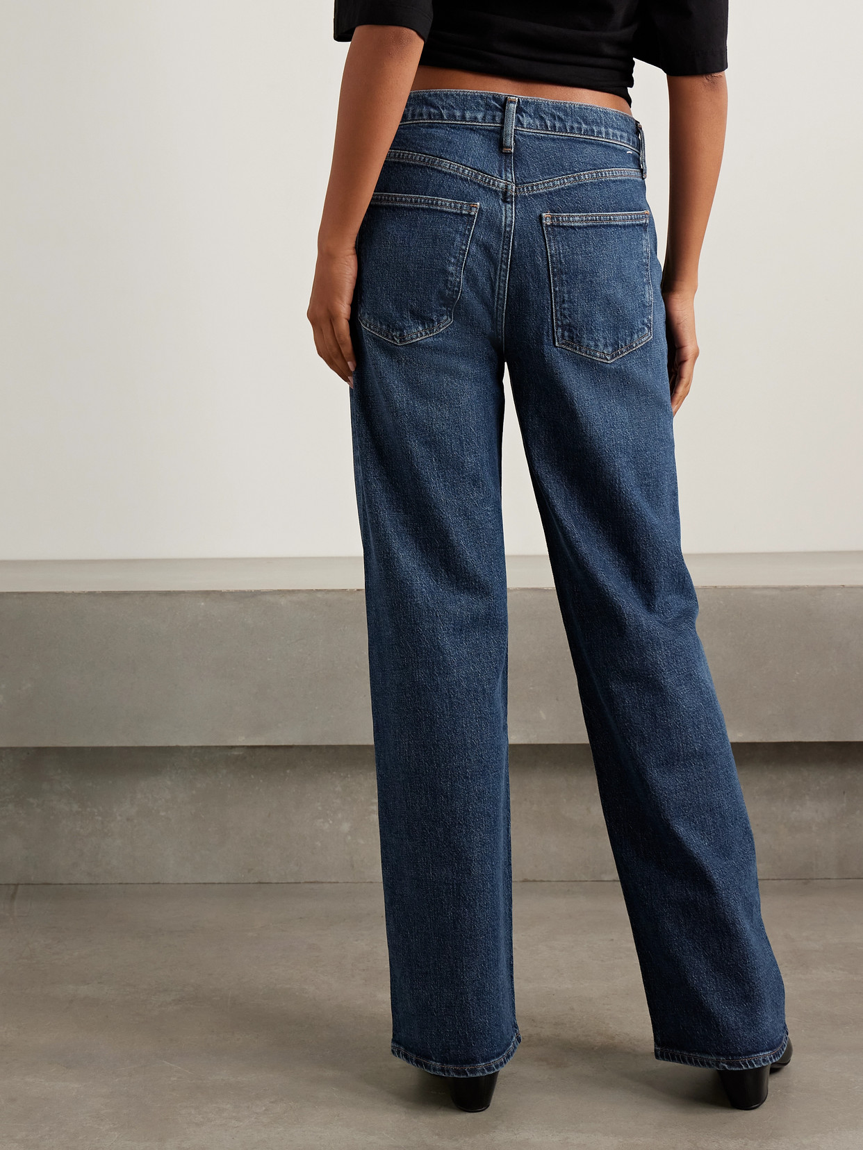 Agolde Womens Tempo Harper Branded-hardware Straight-leg Mid-rise Jeans In Blue