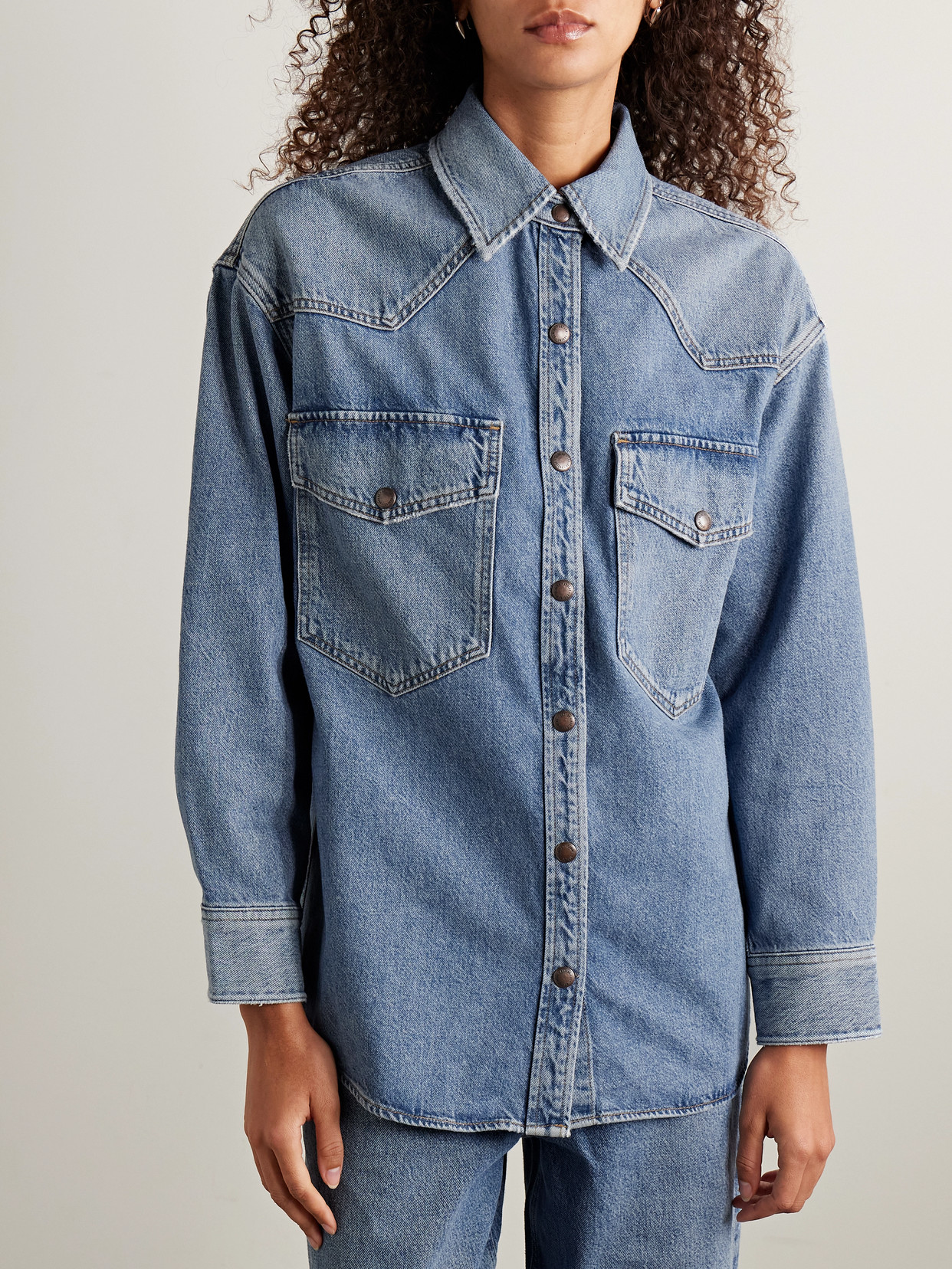 Agolde Lotta Denim Shirt In Grade In Blue