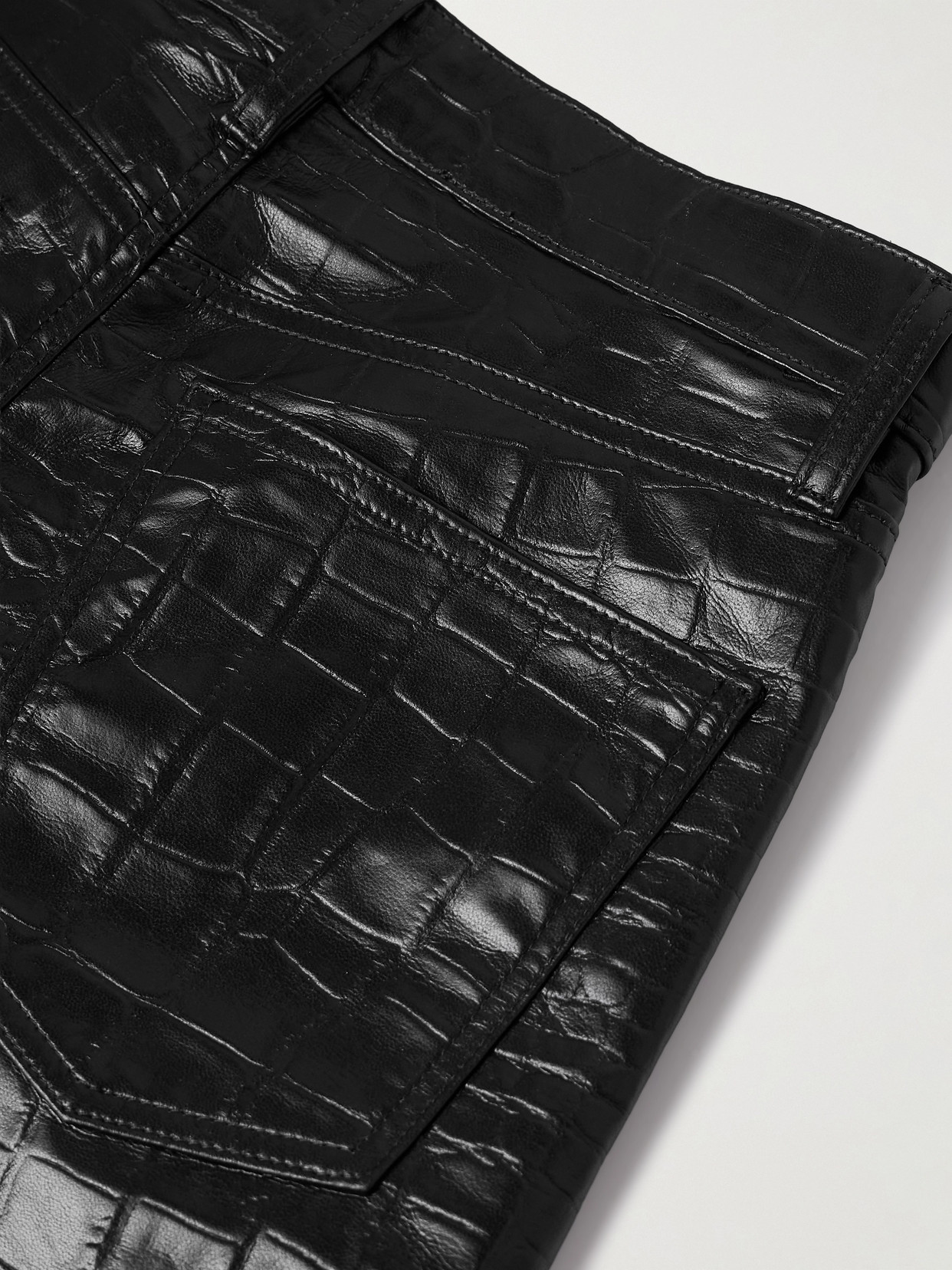 Agolde Arc Croc-effect Barrel-leg Pants In Black