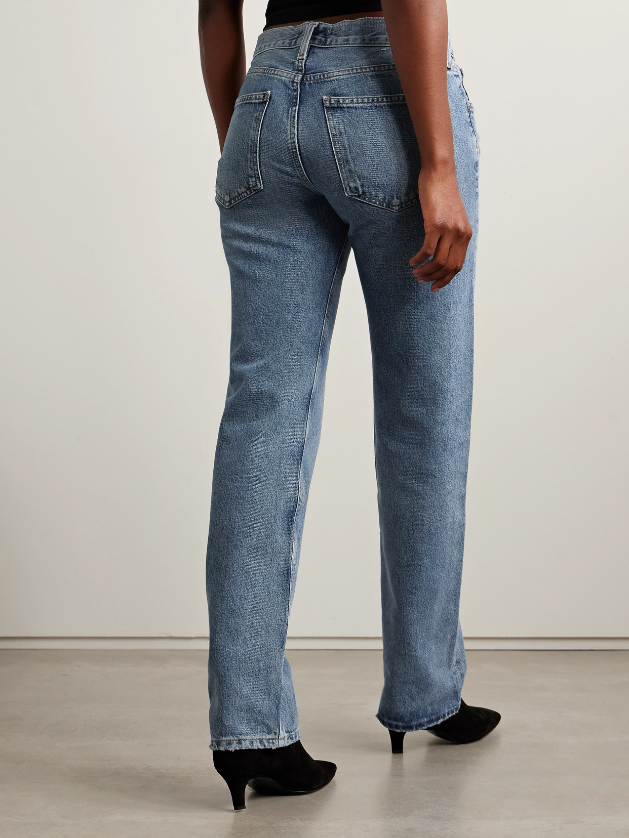 Agolde Low-rise Slim-leg Jeans In Blue