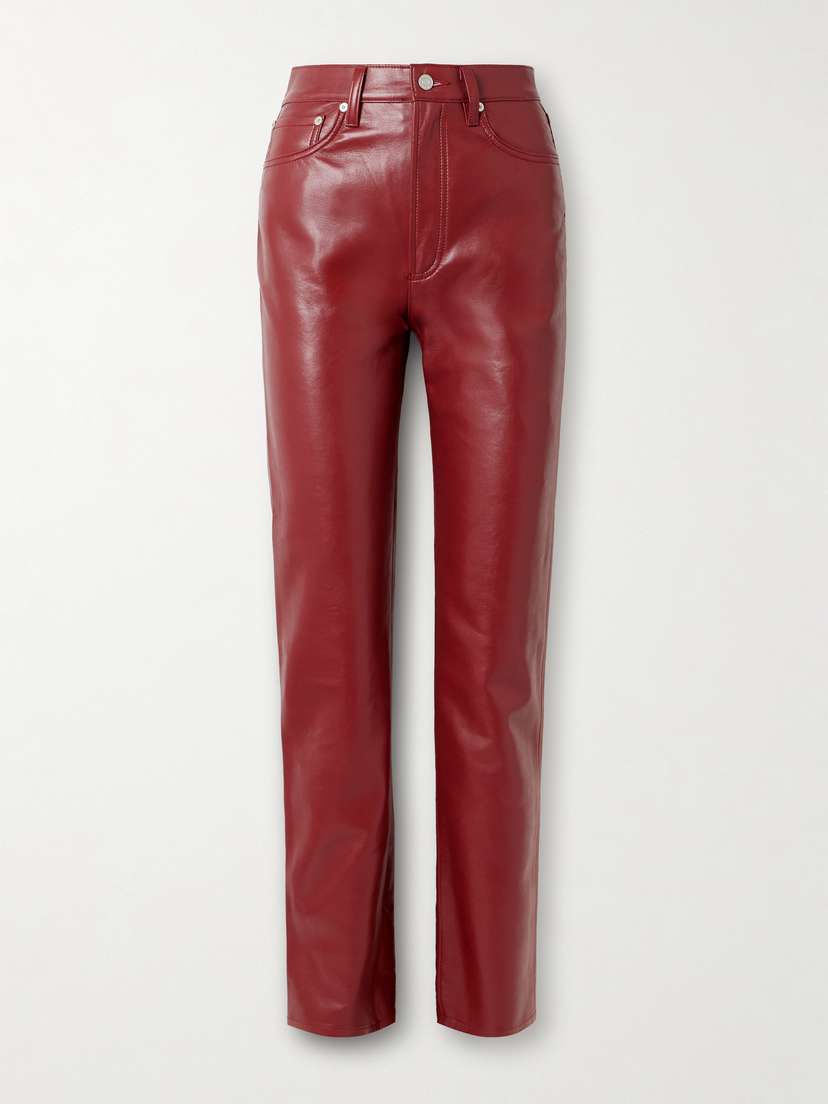 AGOLDE '90s Pinch Waist Long Recycled Leather-blend Straight-leg Pants - 32"