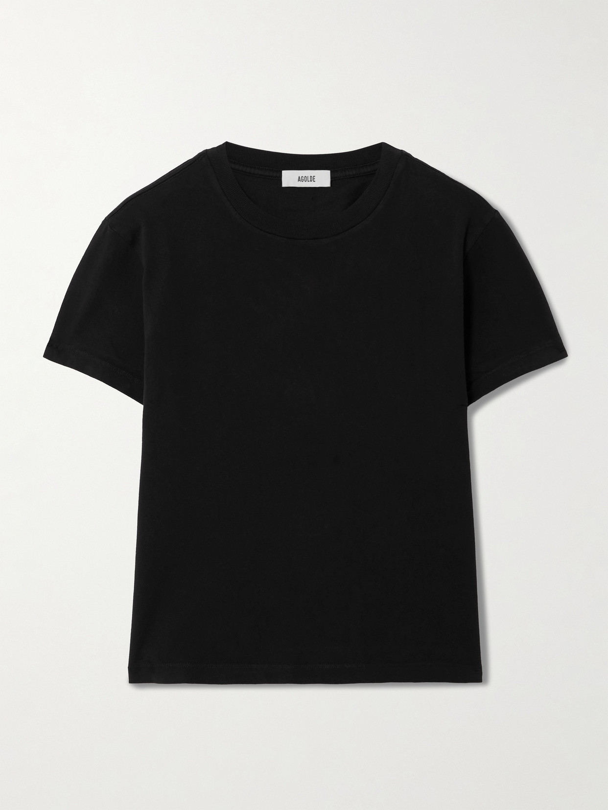 Agolde Adine Cropped Organic Cotton-jersey T-shirt In Black