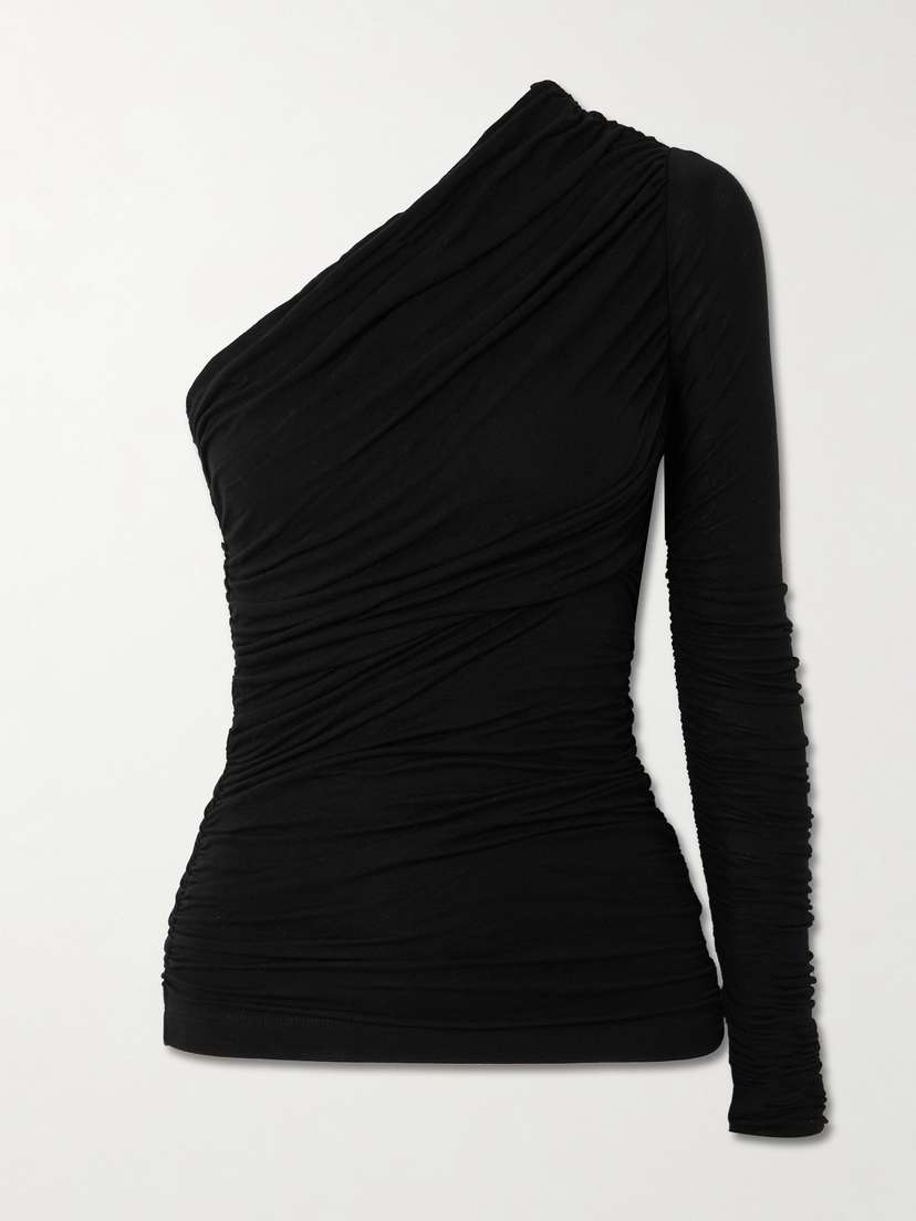 AGOLDE Annette One-shoulder Ruched Stretch-jersey Top