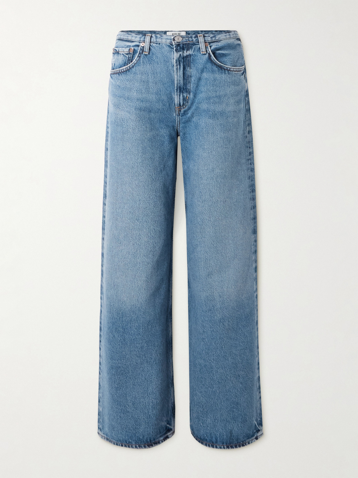 Agolde Kiera Mid-rise Wide-leg Organic Jeans In Blue