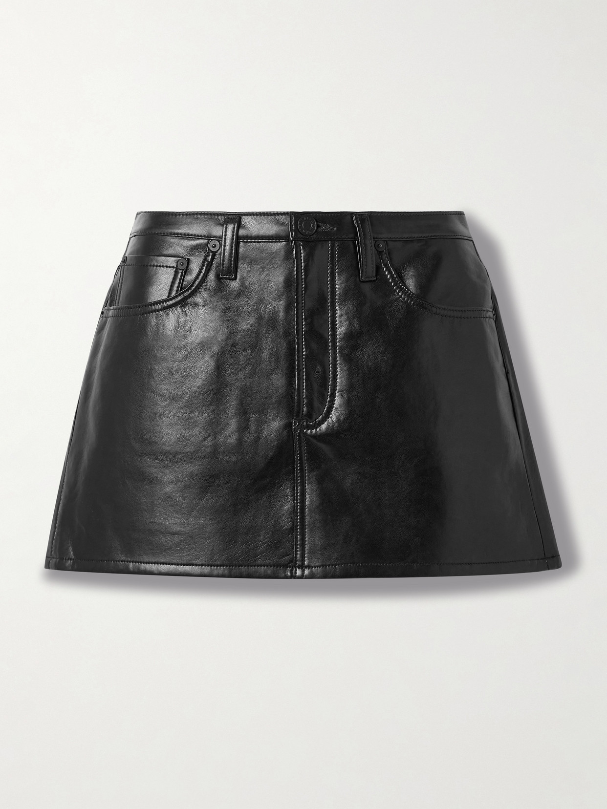 Agolde Keira Recycled Leather-blend Mini Skirt In Black
