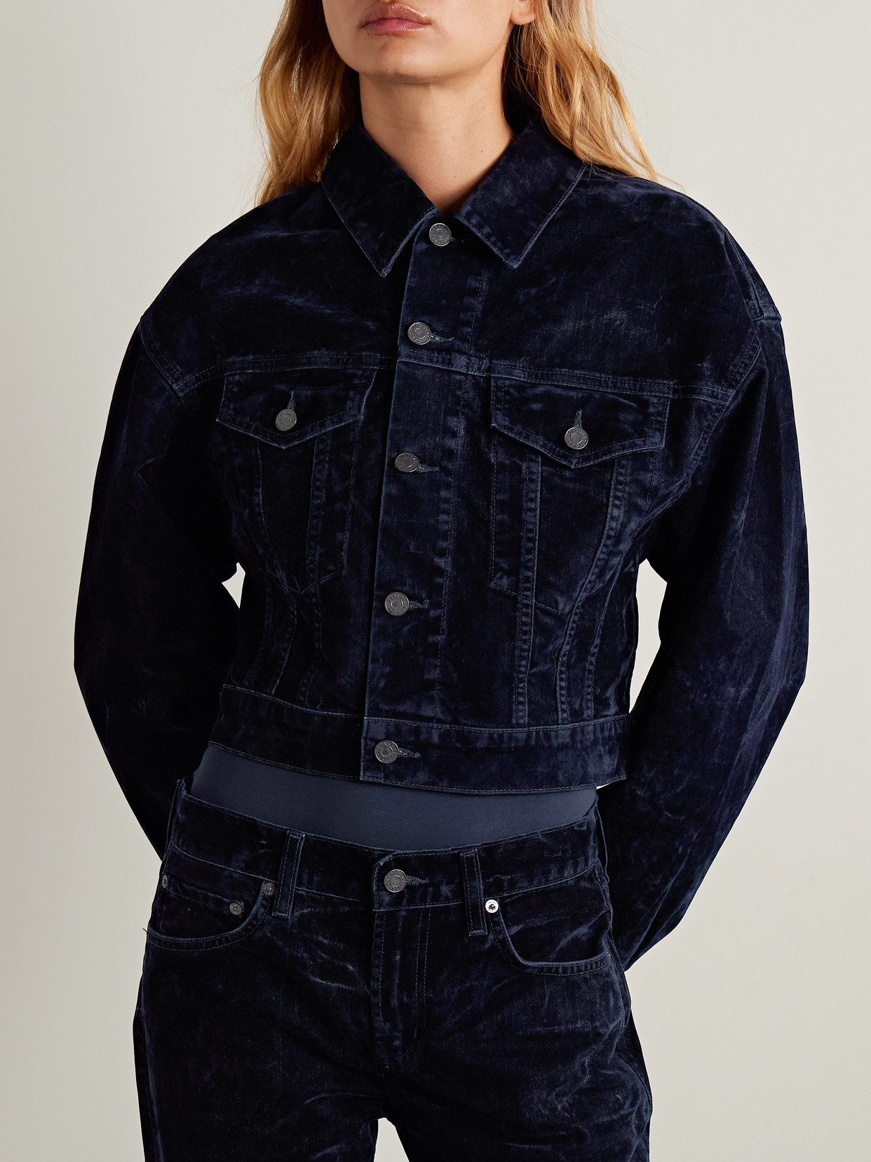 Agolde Buttoned Flap-pocket Jacket In Blue