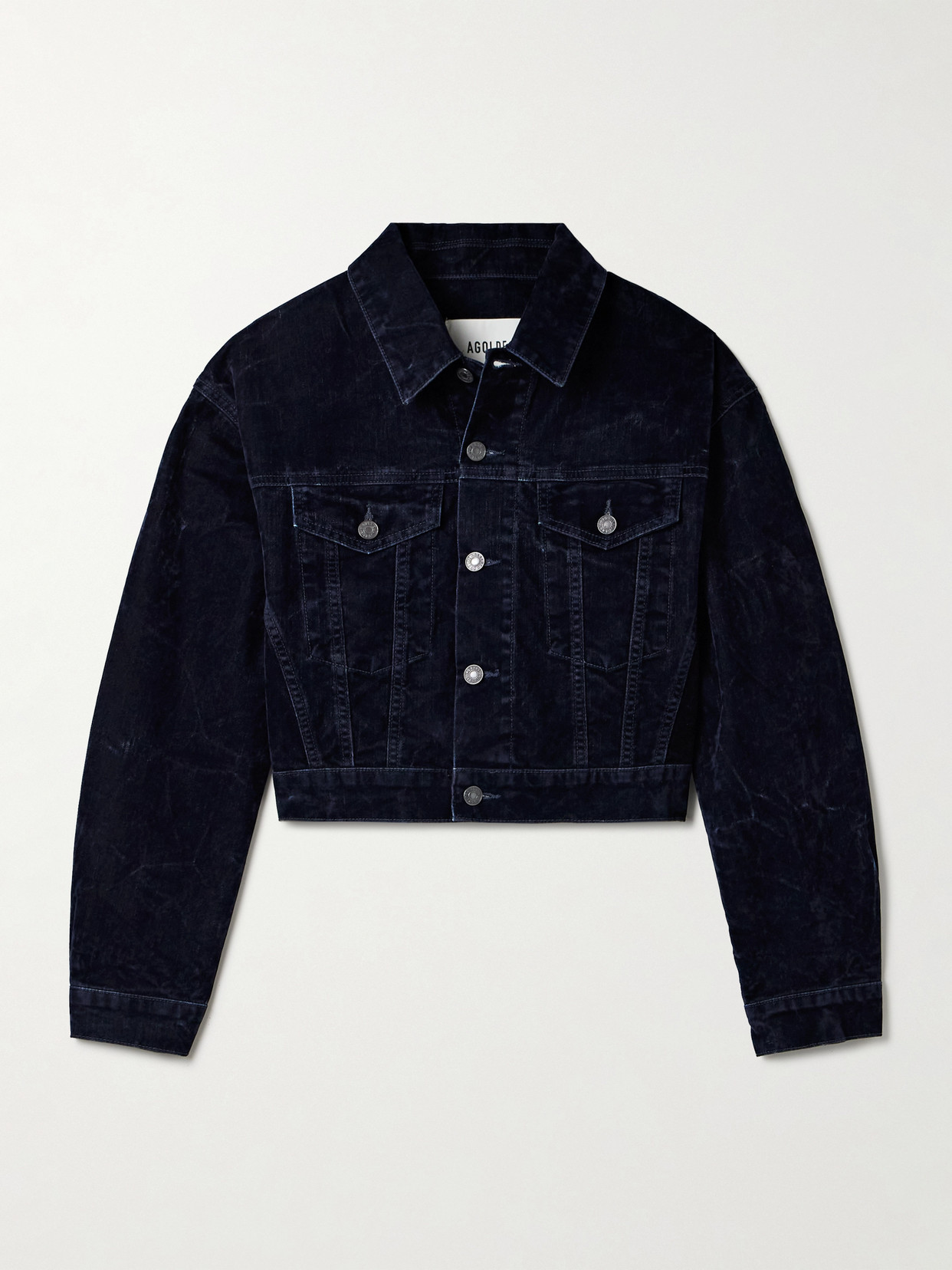 Agolde Radley Cropped Cotton-blend Velvet Jacket In Blue