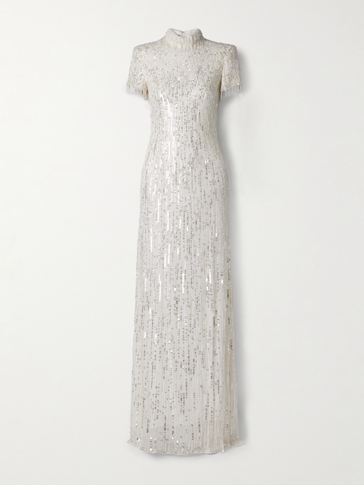 Jenny Packham Madeleine Embellished Chiffon Gown In White