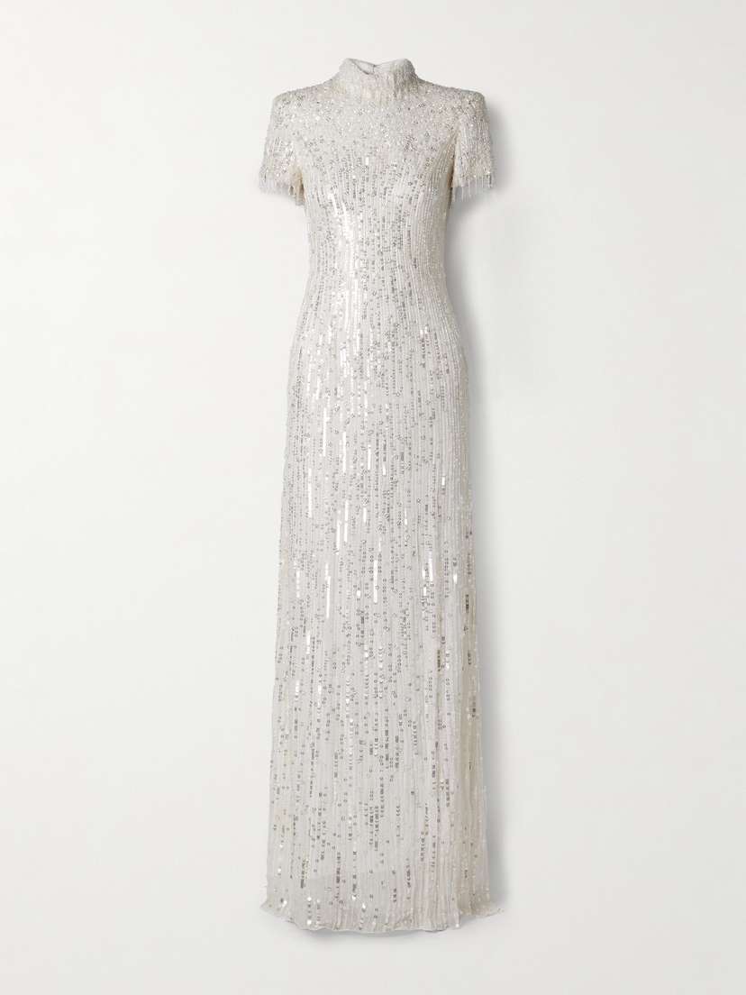 Jenny Packham Madeleine Embellished Chiffon Gown