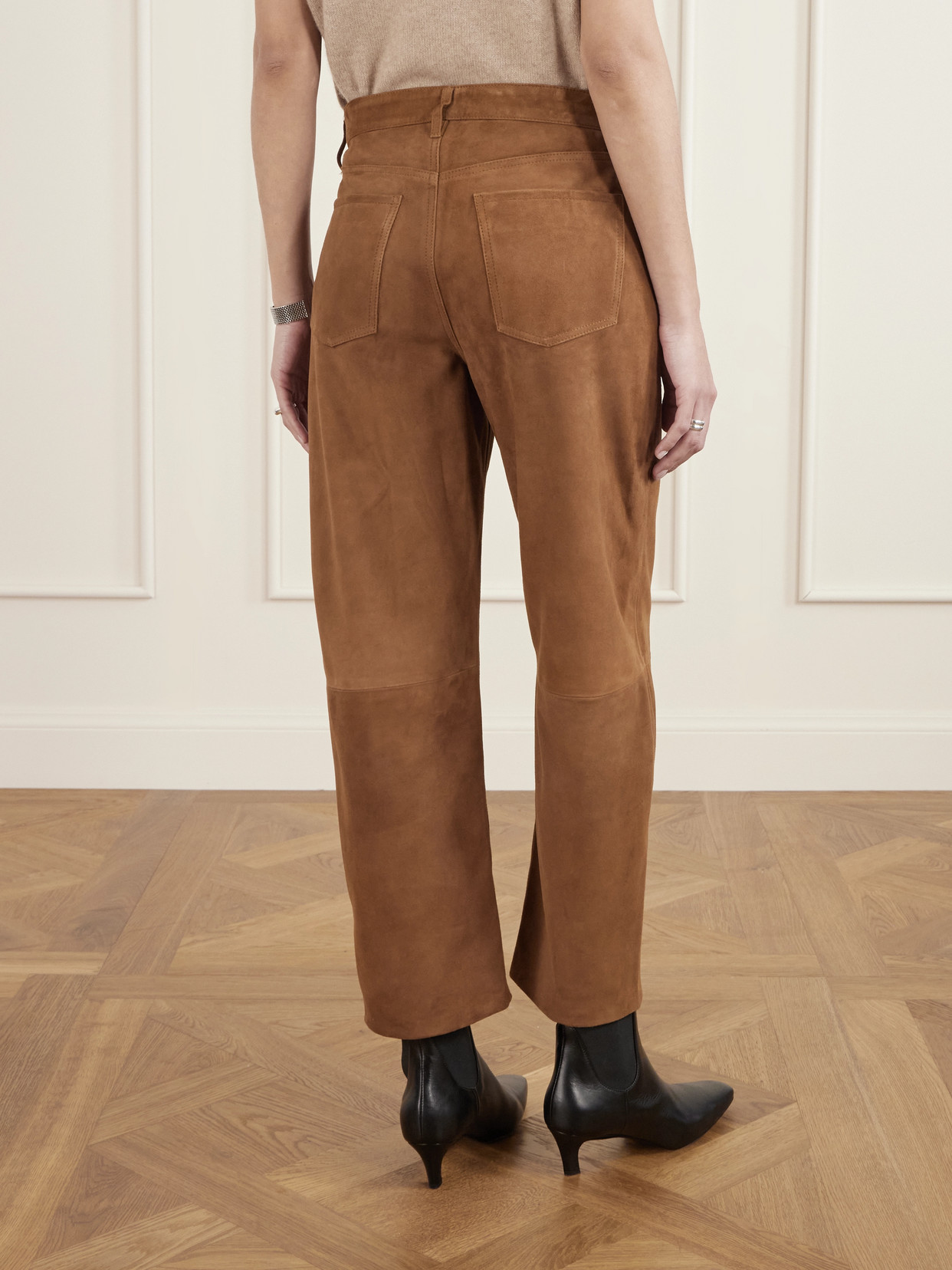 Citizen Of Humanity Miro Suede Barrel-leg Pants In Brown