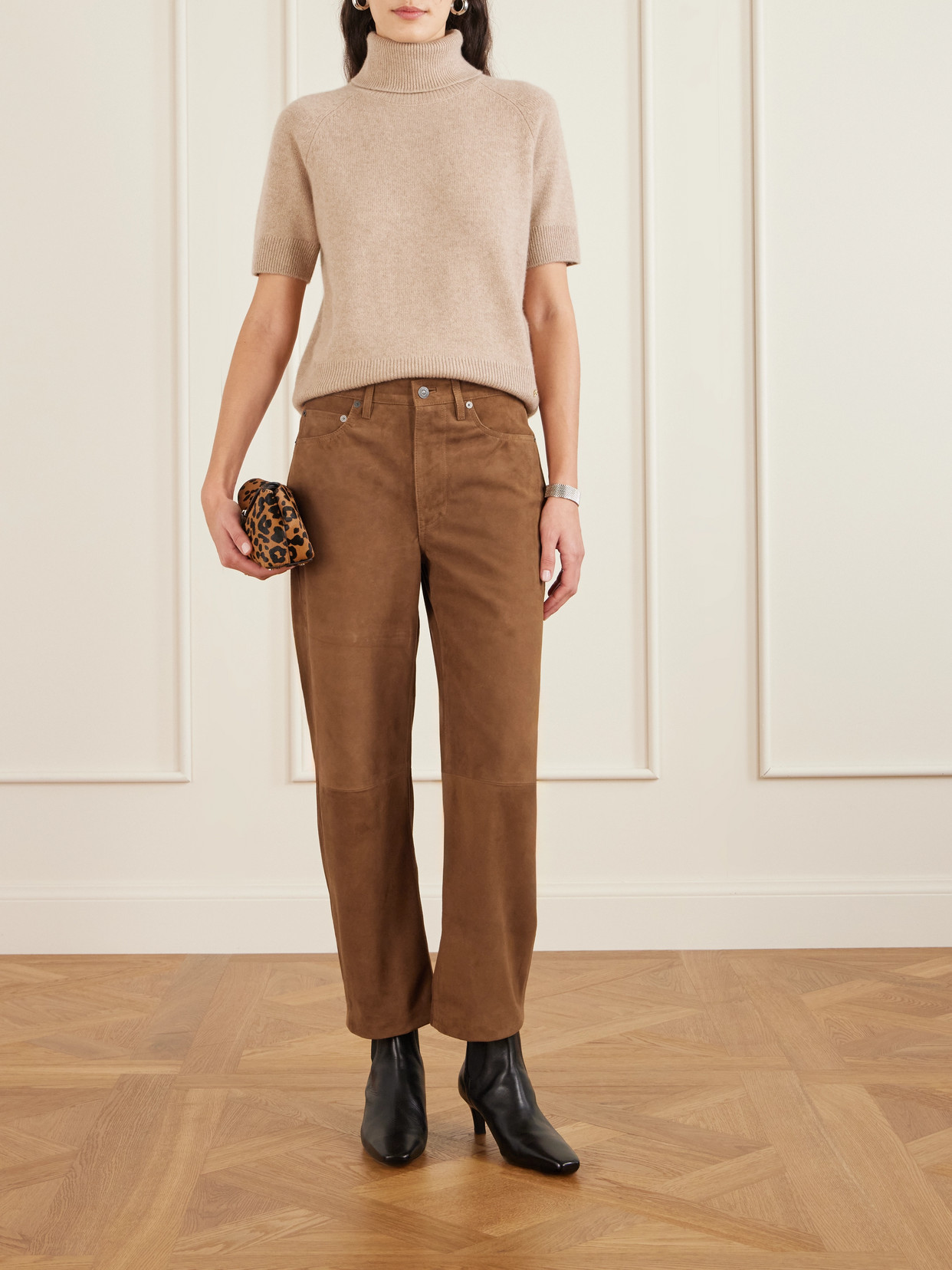 Citizen Of Humanity Miro Suede Barrel-leg Pants In Brown