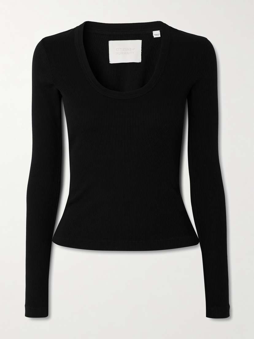 Citizens of Humanity Mara Ribbed Stretch Cotton And Lyocell-blend Jersey Top