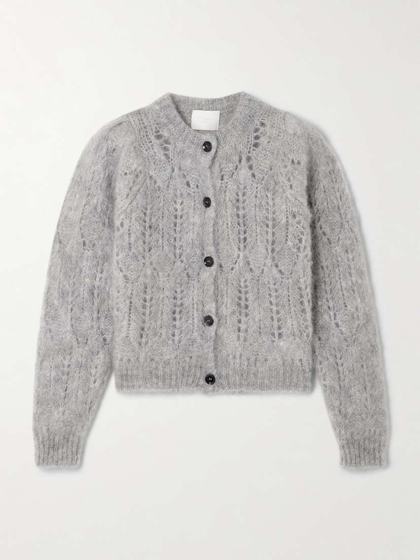 Citizens of Humanity Odette Cropped Pointelle-knit Mohair-blend Cardigan