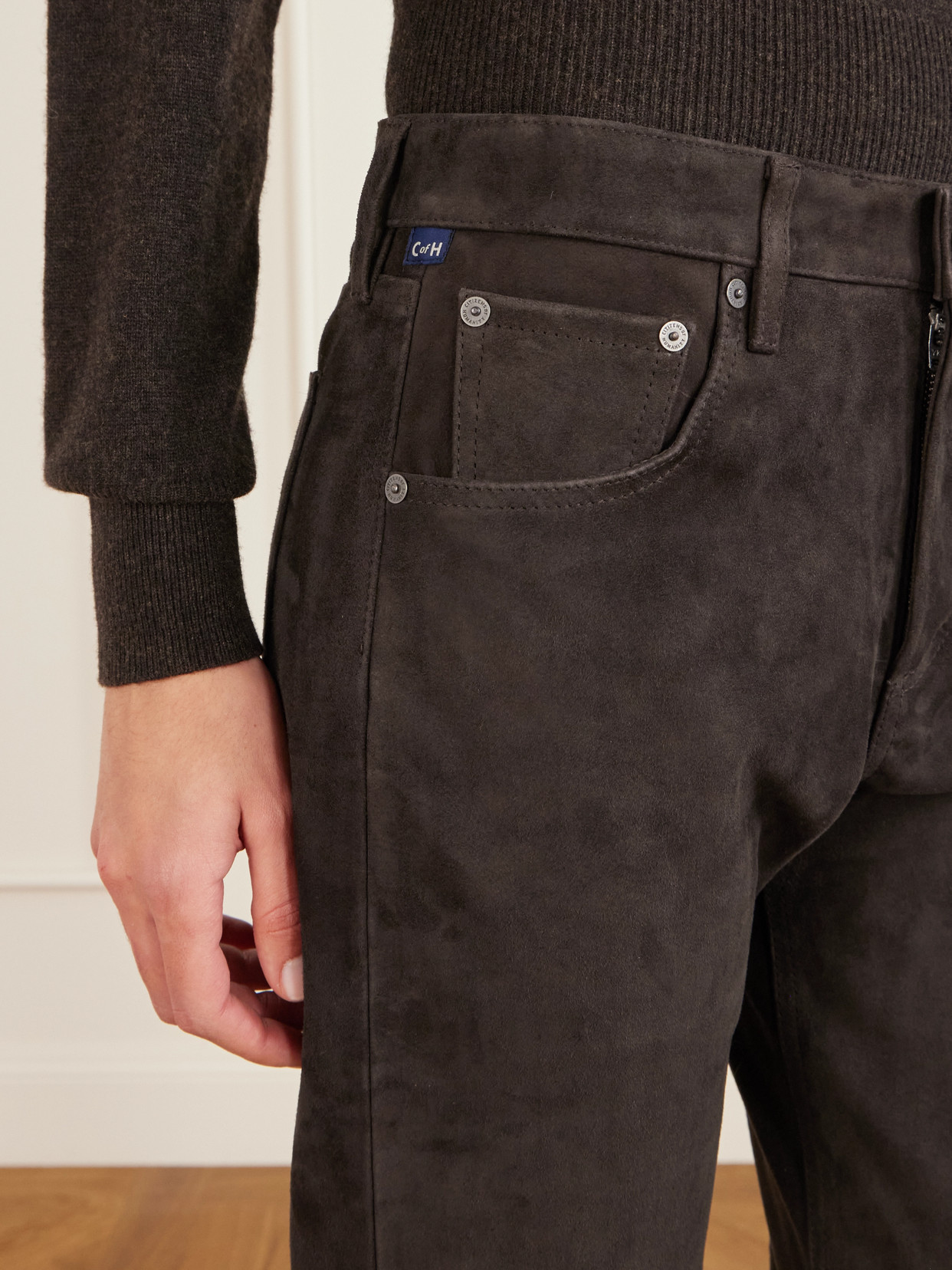 Citizen Of Humanity Winslow Suede Straight-leg Pants In Brown