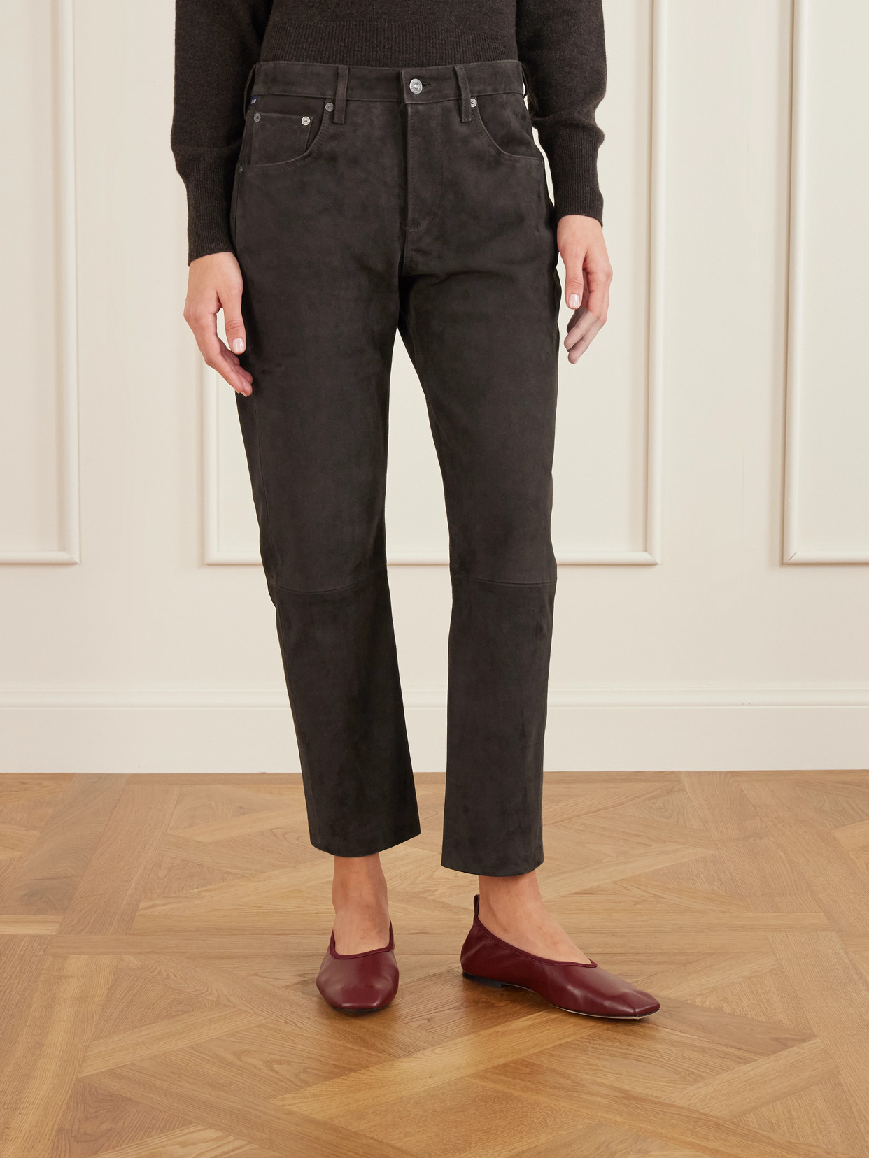 Citizen Of Humanity Winslow Suede Straight-leg Pants In Brown