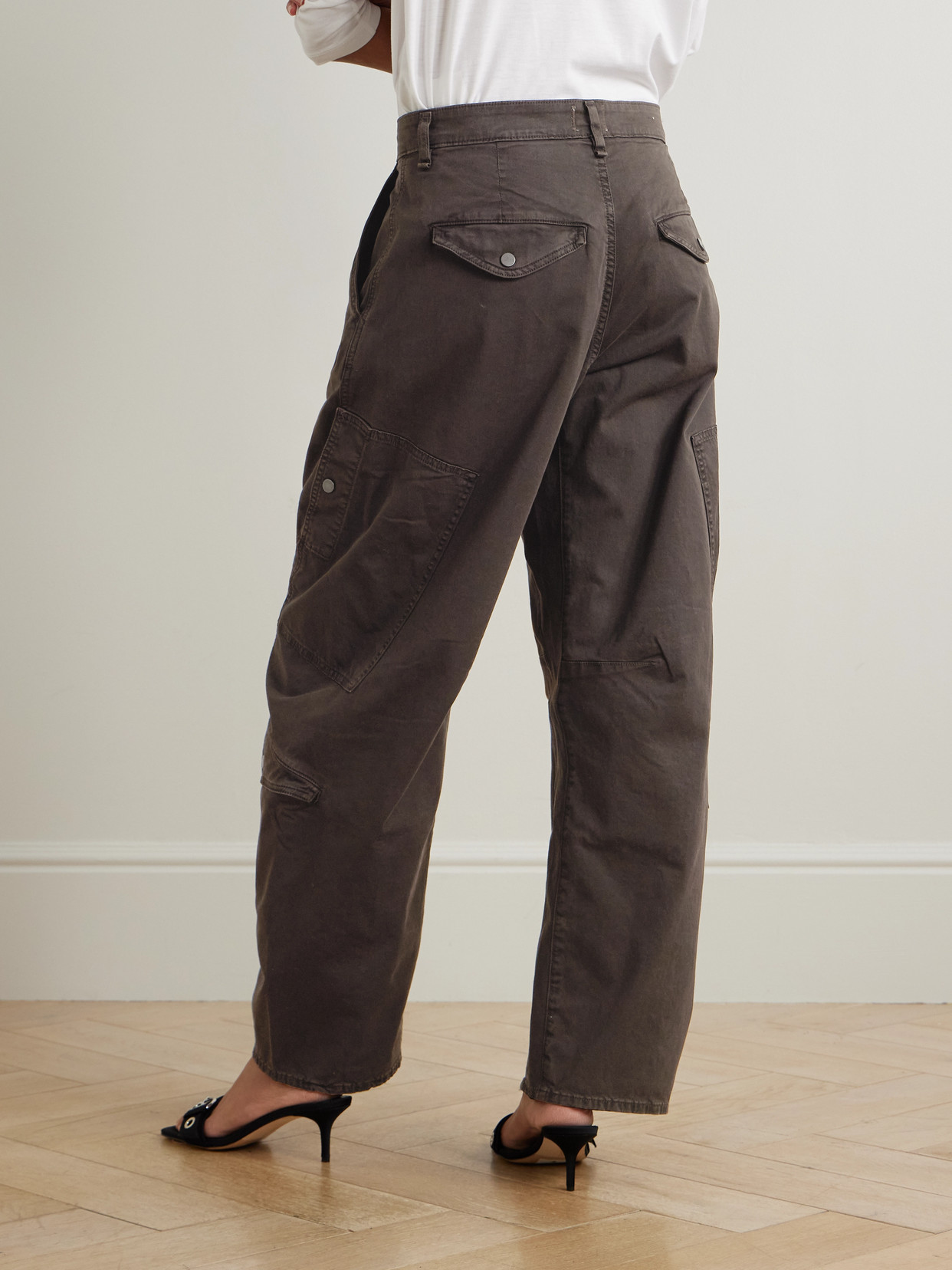 Citizen Of Humanity Flight Pleated Organic Cotton-blend Twill Tapered Pants In Brown