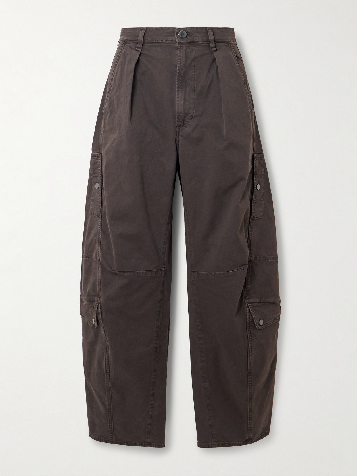 Citizen Of Humanity Flight Pleated Organic Cotton-blend Twill Tapered Pants In Brown