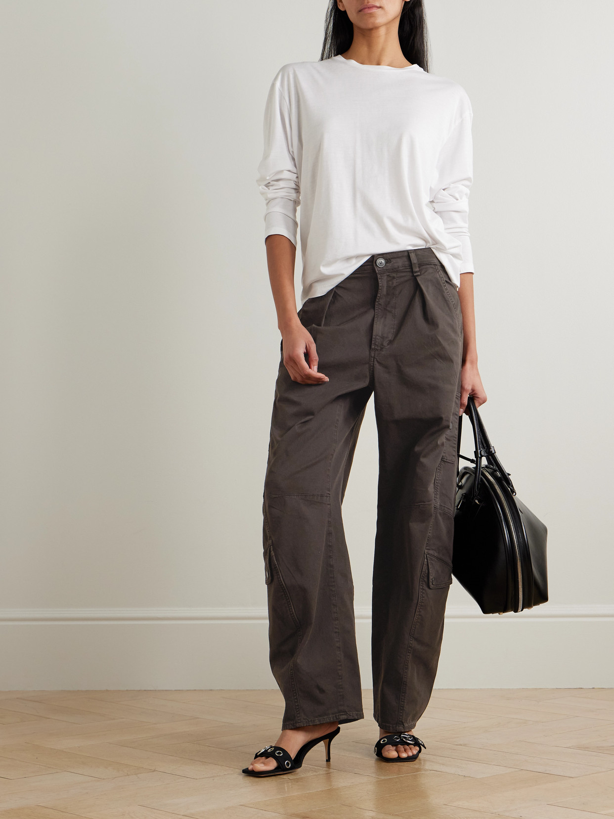 Citizen Of Humanity Flight Pleated Organic Cotton-blend Twill Tapered Pants In Brown