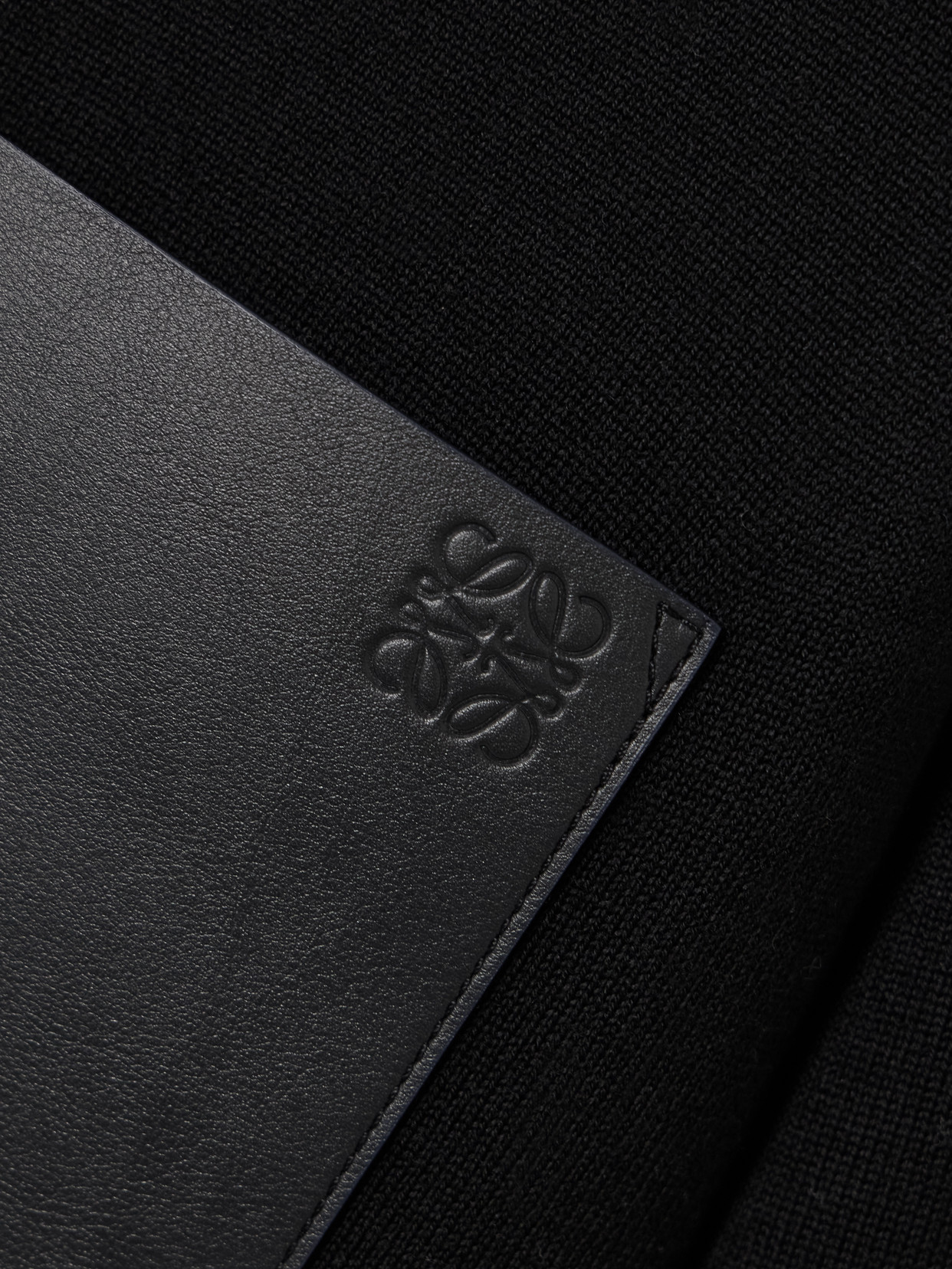 Loewe Leather-trimmed Wool-blend Hoodie In Black