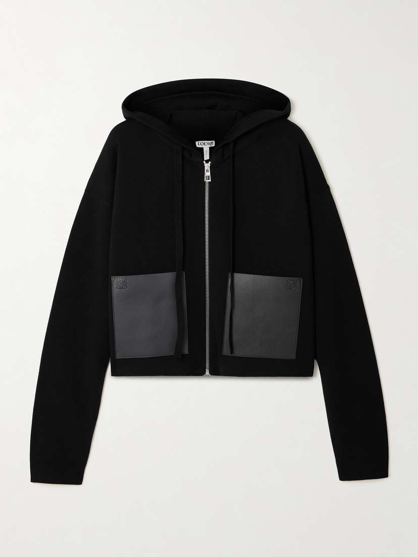 Loewe Leather-trimmed Wool-blend Hoodie
